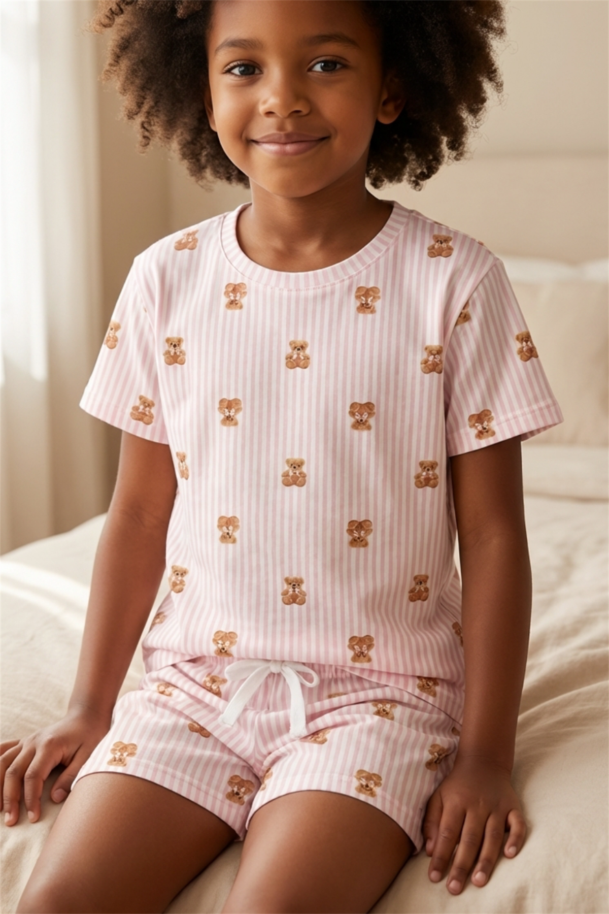 Teddy Desenli Çocuk Şortlu Pijama Takımı