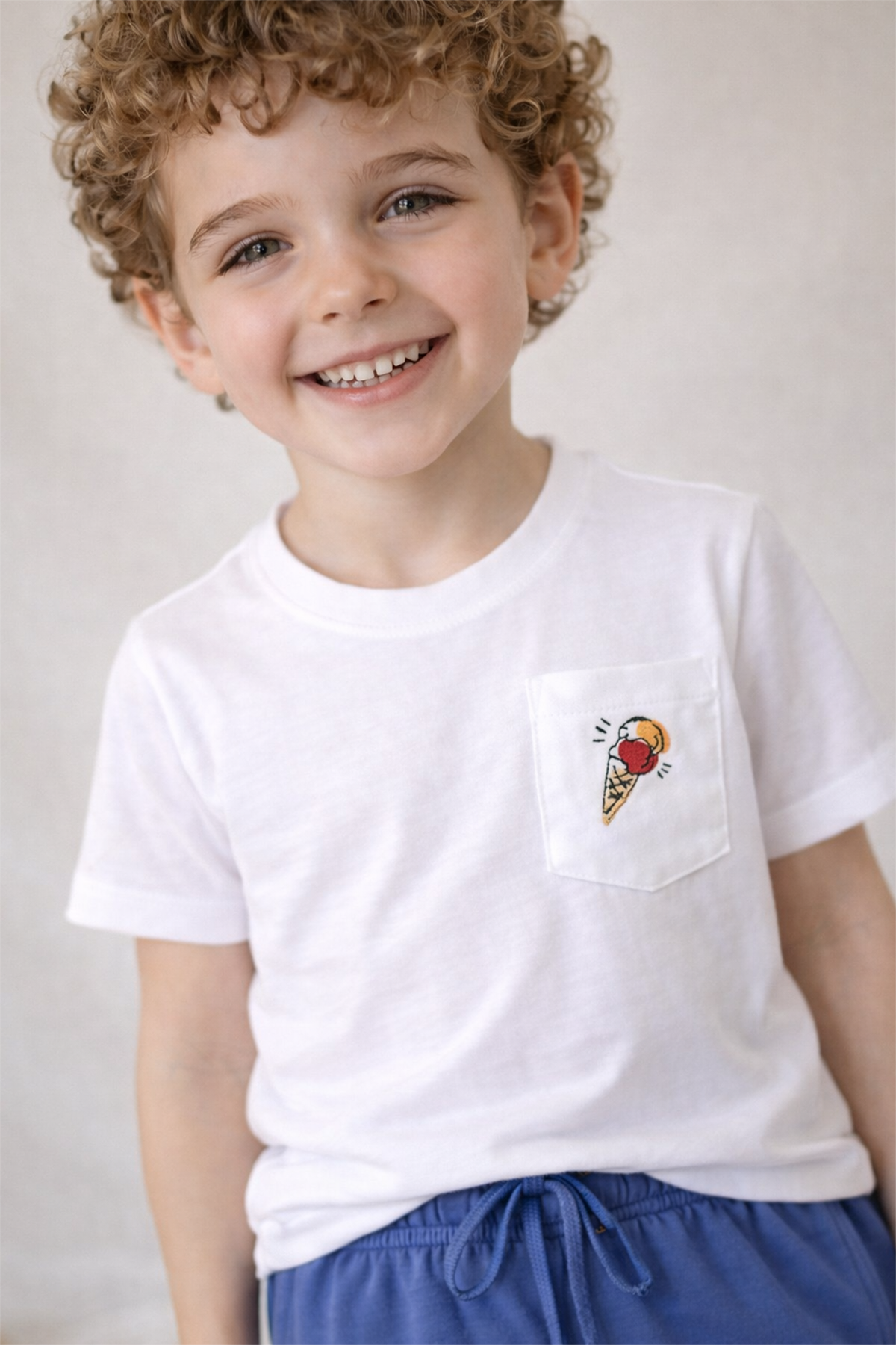 Erkek Çocuk Floral Dondurma Desenli Şortlu Pijama Takımı