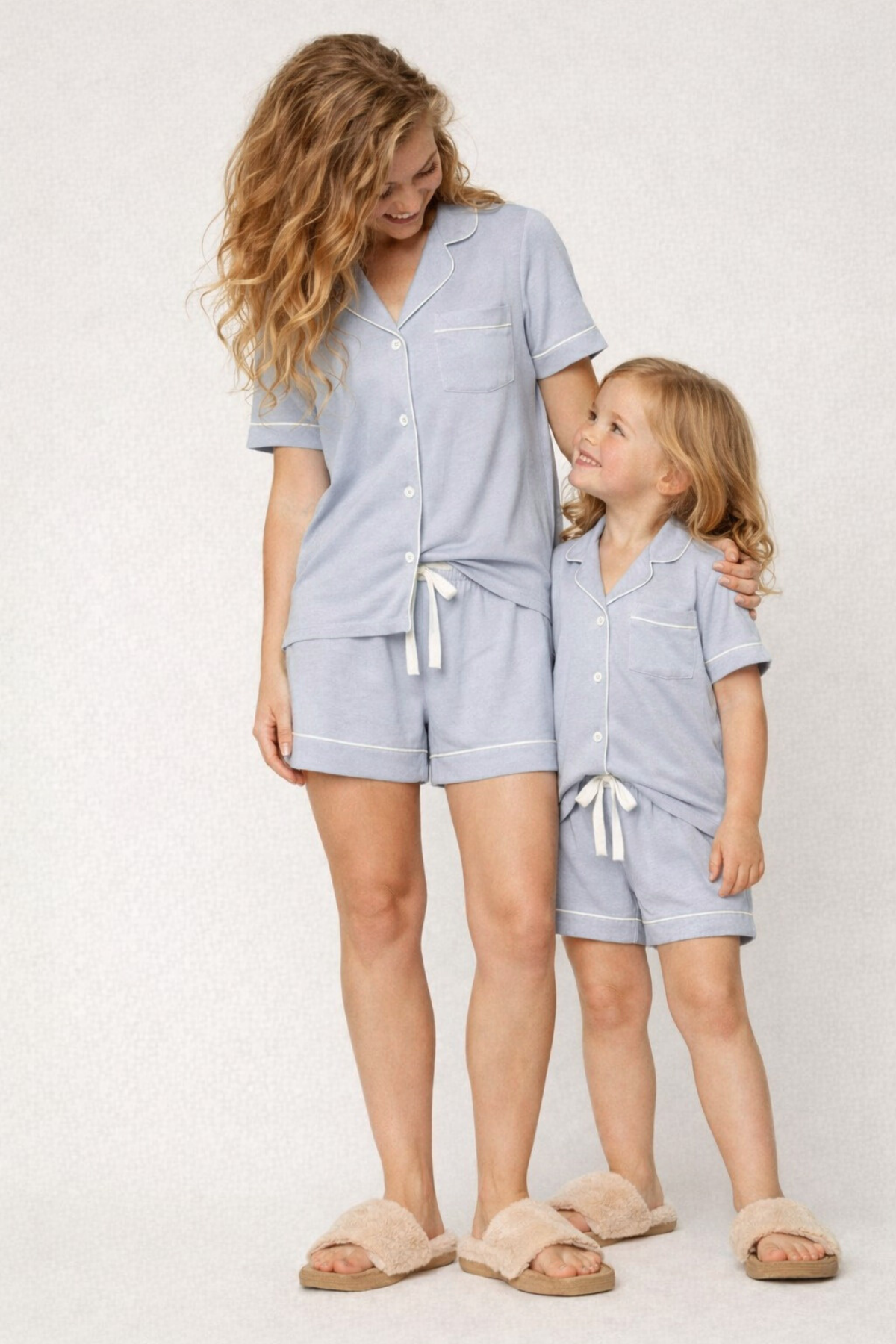 Kız Çocuk Mediterranean Cepli Şortlu Pijama Takımı Mavi