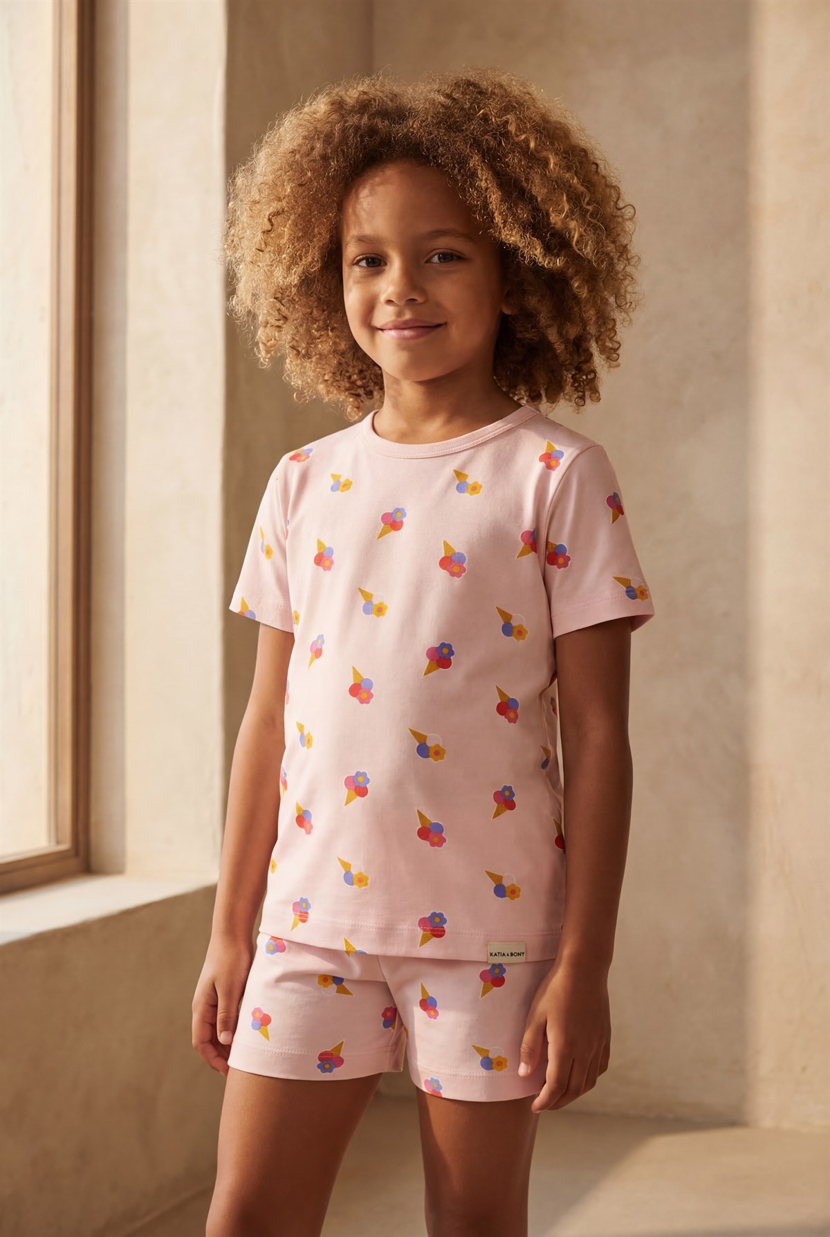 Kız Çocuk Floral Outburst Dondurma Desenli Paketli Şortlu Pijama Takımı