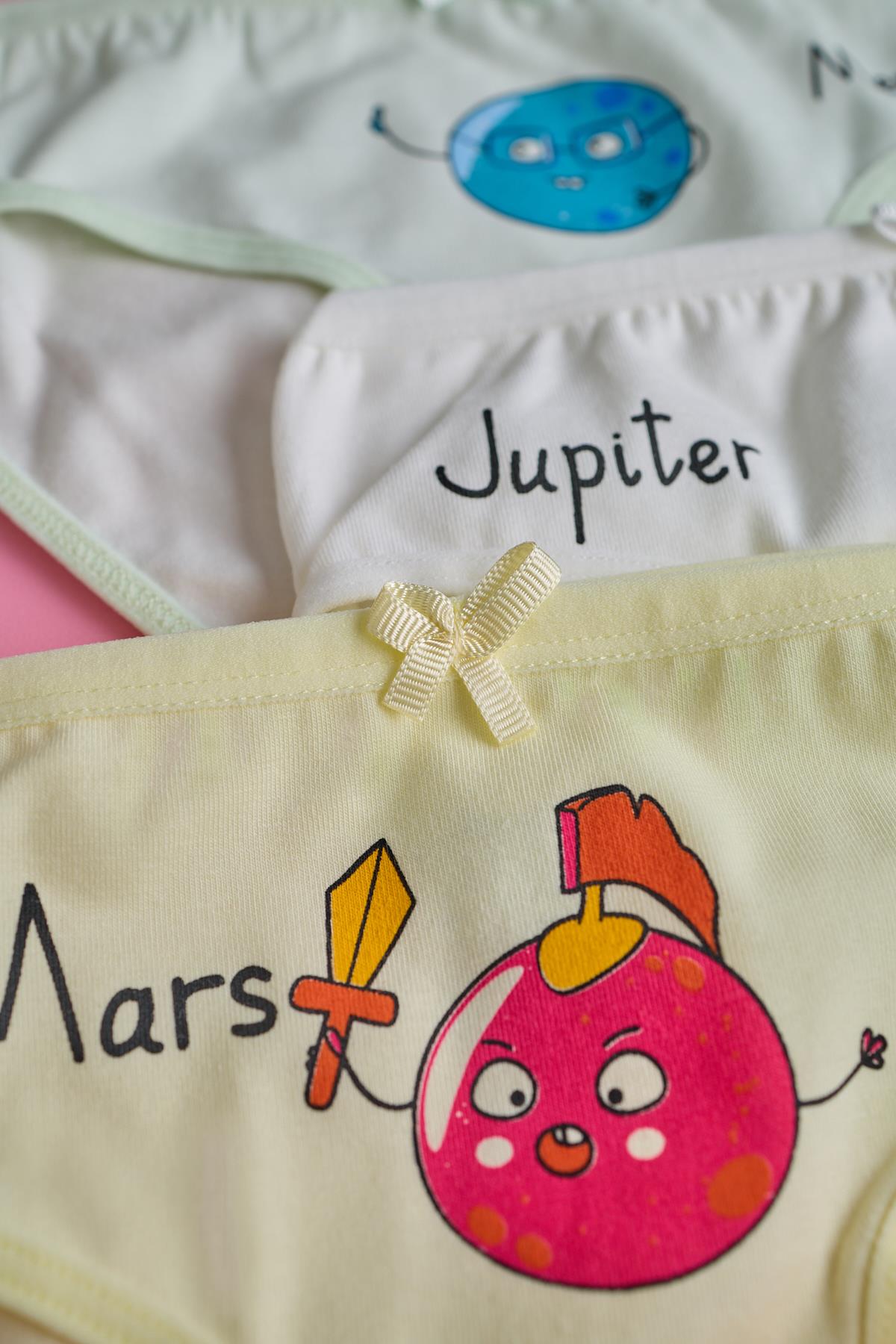 Girls 5-Pack Colorful Slip Underwear Cute Planets Multi-Color