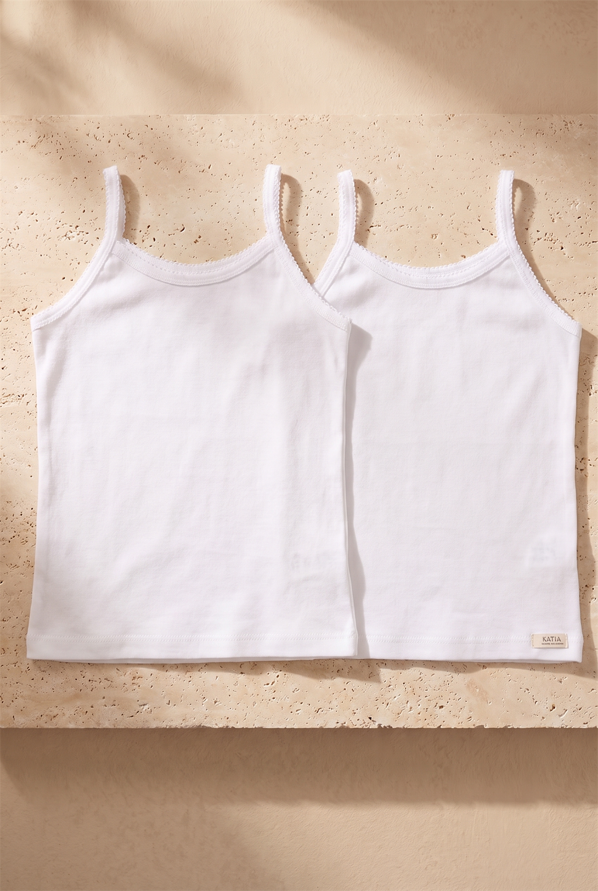 2 li Paket Kız Çocuk Atlet Beyaz/Beyaz