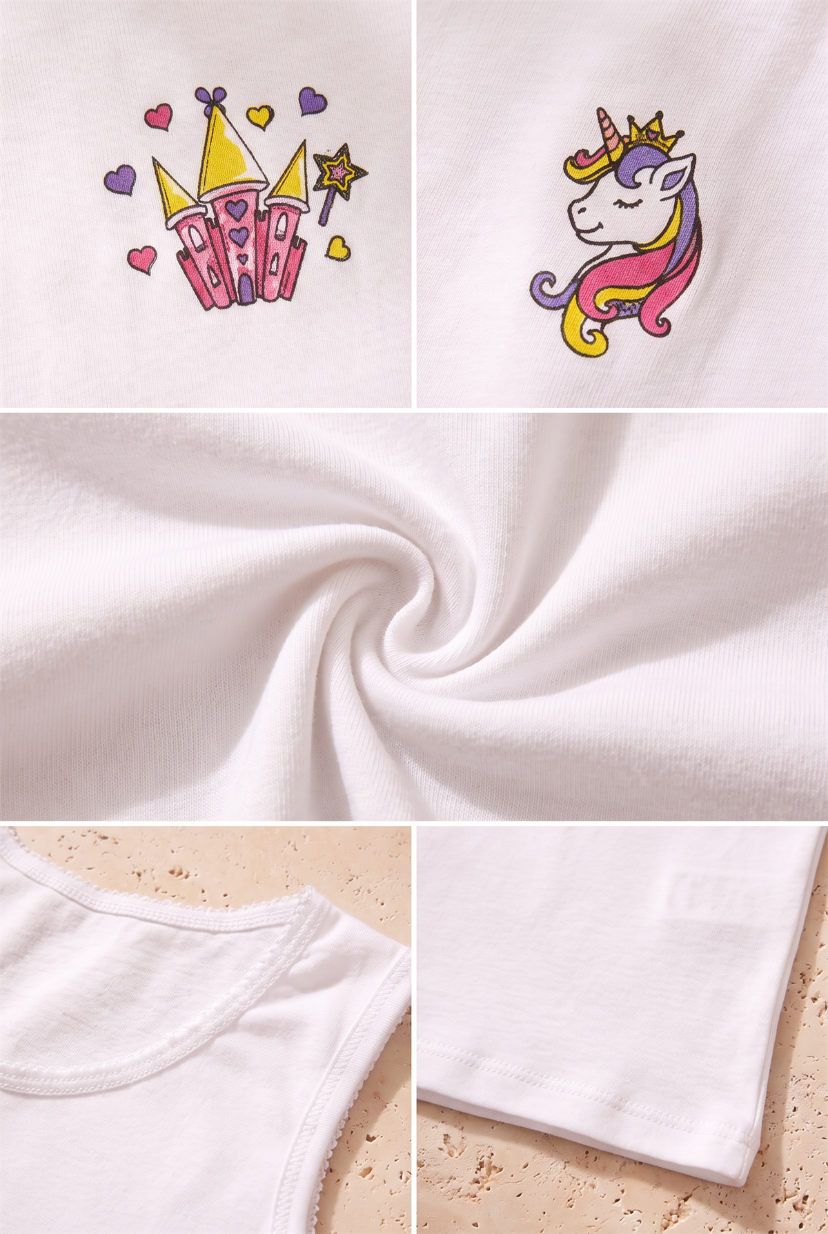 2 li Paket Unicorn Kız Çocuk Atlet Beyaz/Beyaz