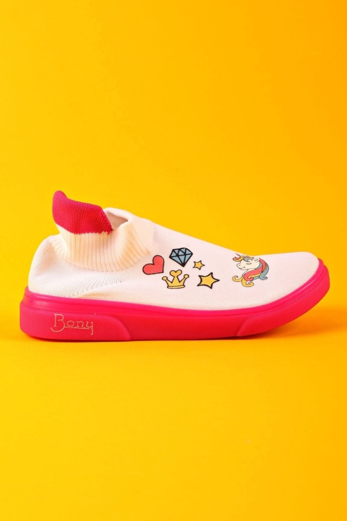 Pinky Unicorn Çorap Ayakkabı Beyaz