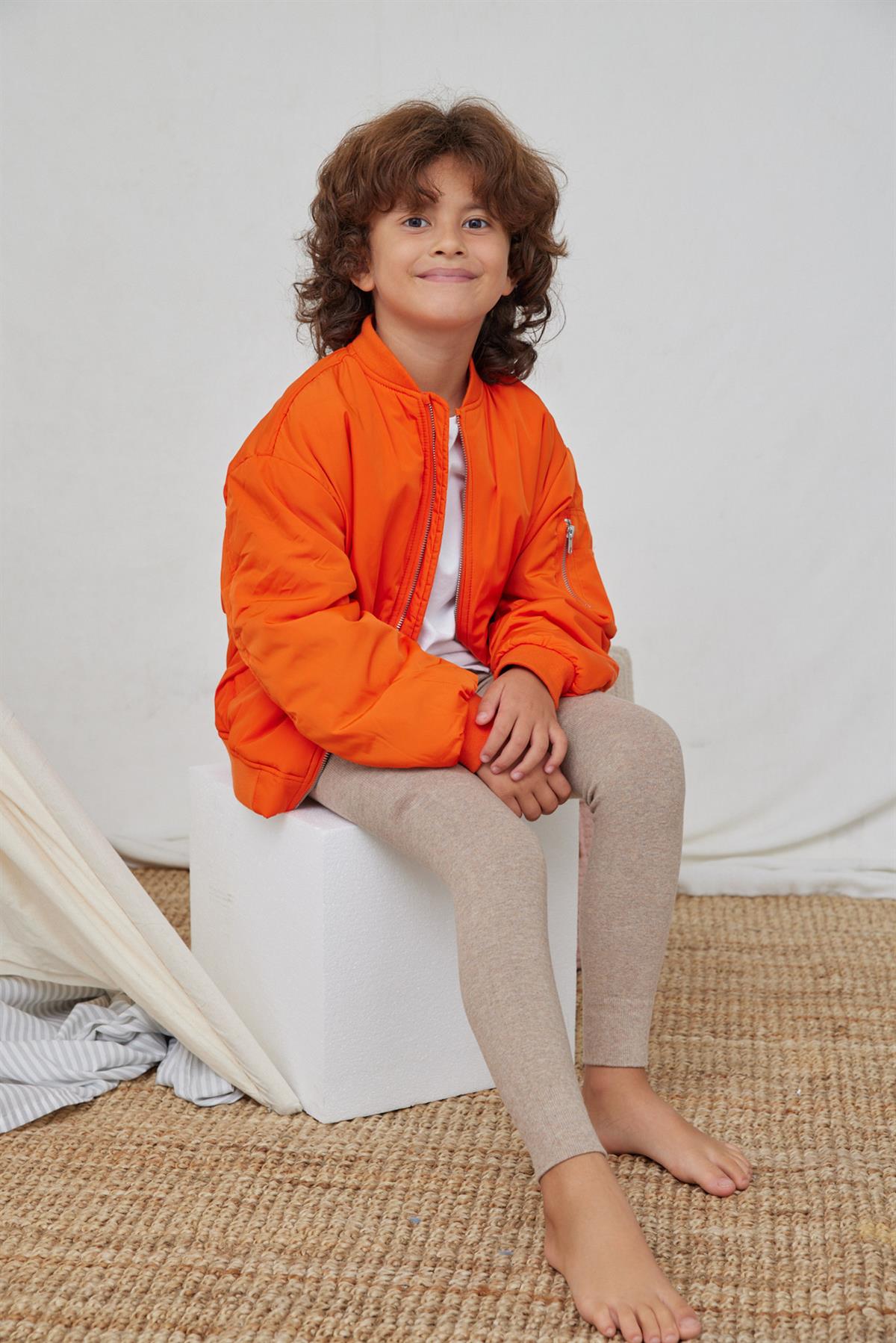 Childrens Leggings with Tire Detail Beige Mélange