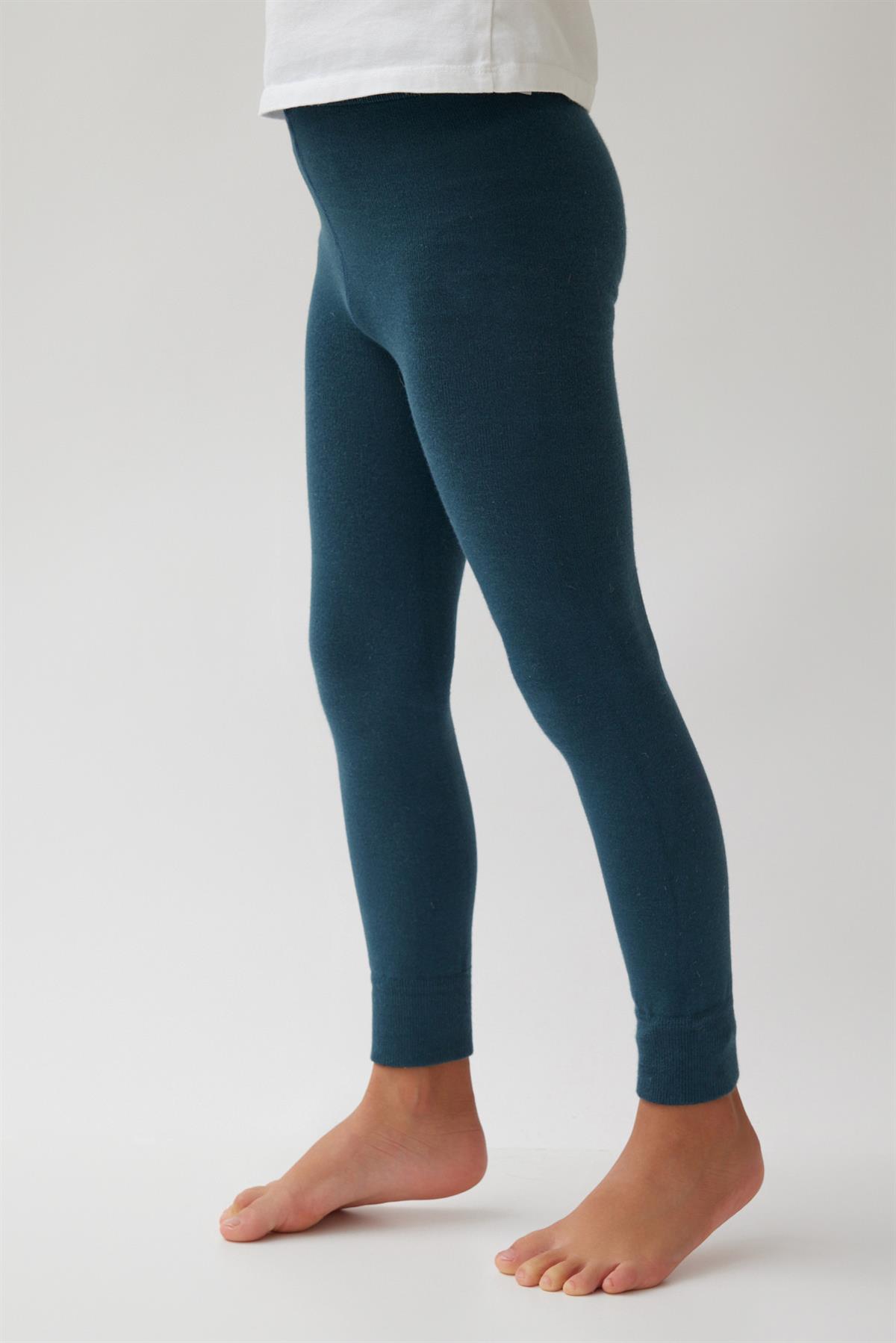 Tights with Rubber Details for Kids in Petrol Green