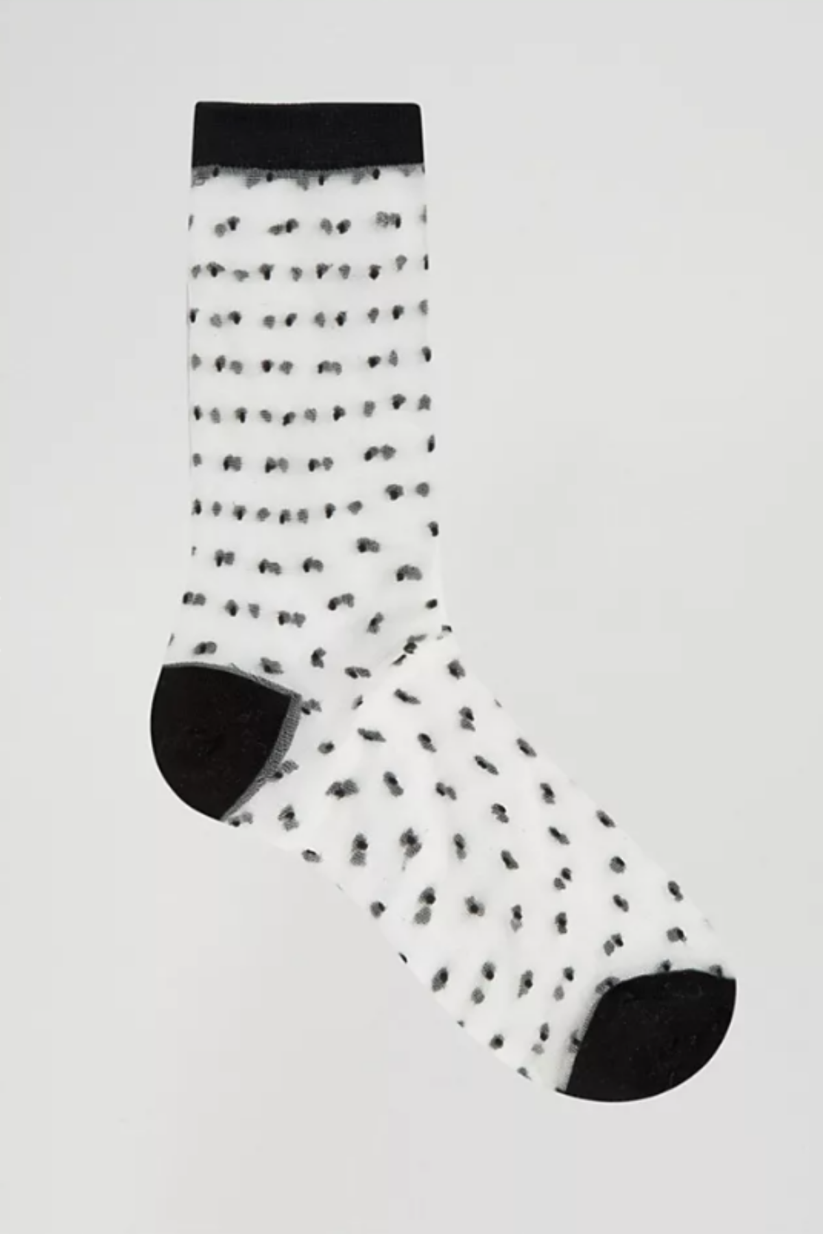Womens Polka Dot Thin Ankle Socks Black White