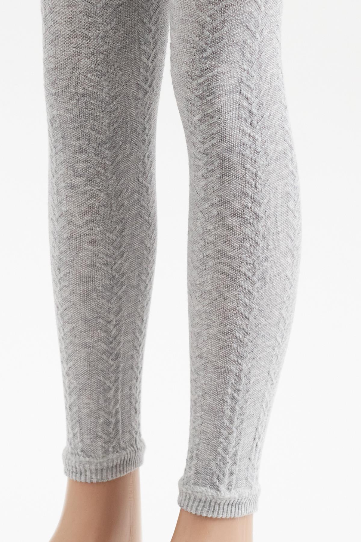 Girls Cotton Footless Tights Gray Melange