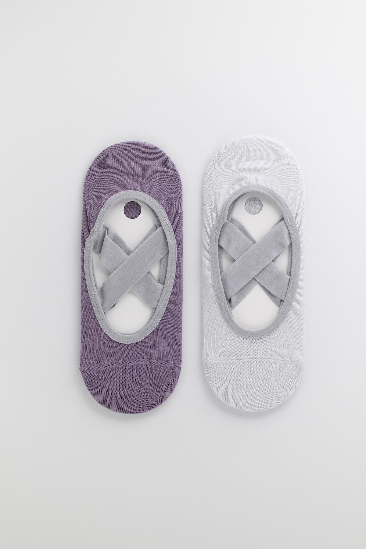 Womens 2-Piece Asta Yoga / Pilates Socks Lilac / Light Blue