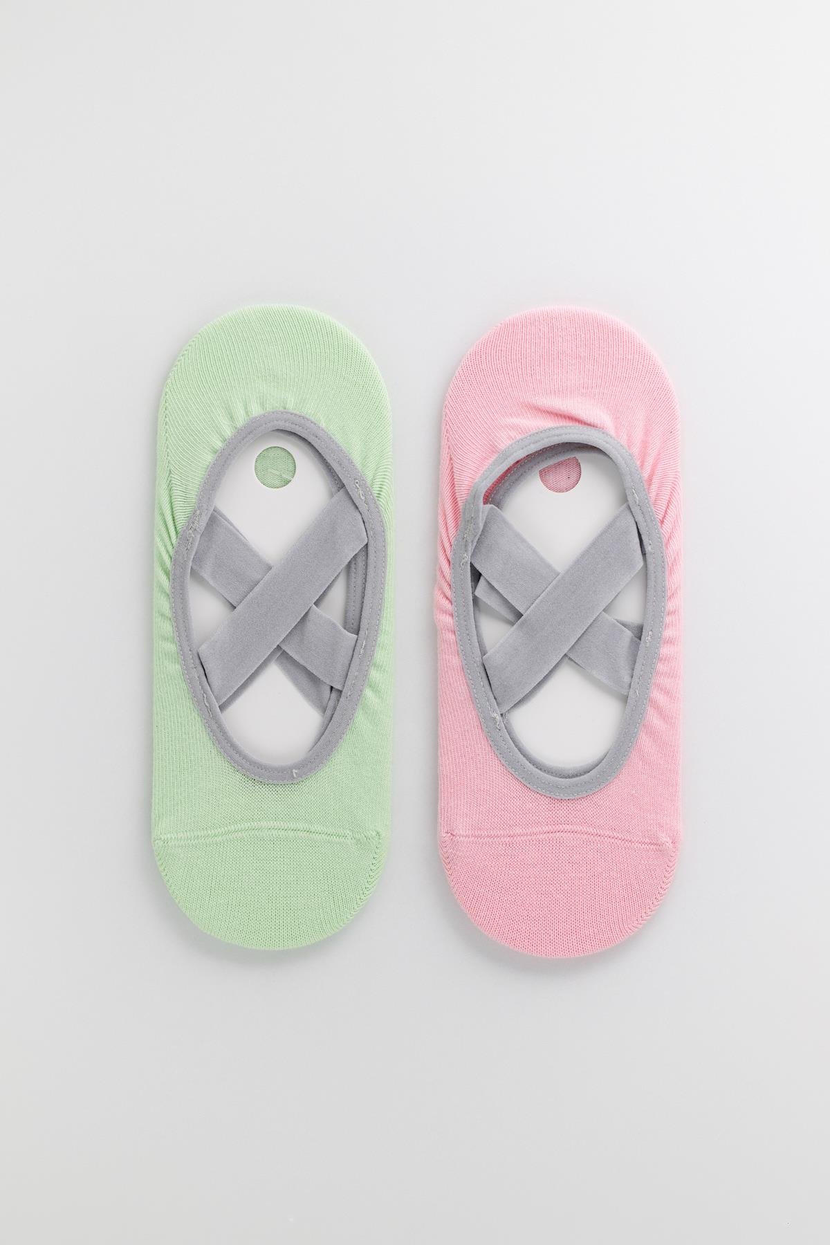 Womens 2-Piece Asta Yoga / Pilates Socks Pink / Light Green