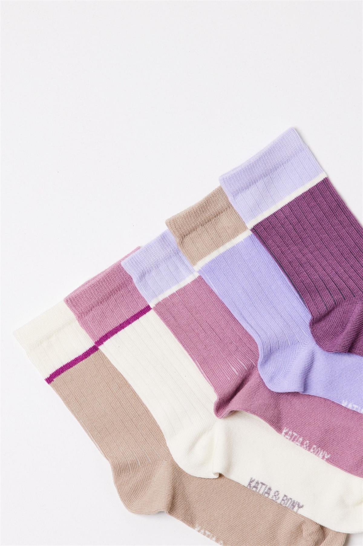 Kız Çocuk 5li Paket Soket  Çorap Çok Renkli