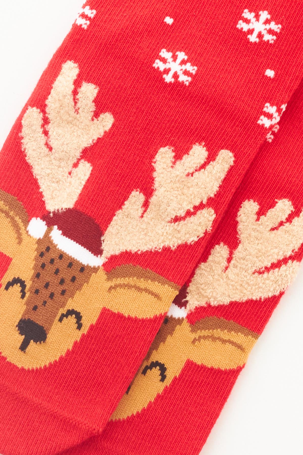 Childrens Red Deer Patterned Christmas Ankle Socks