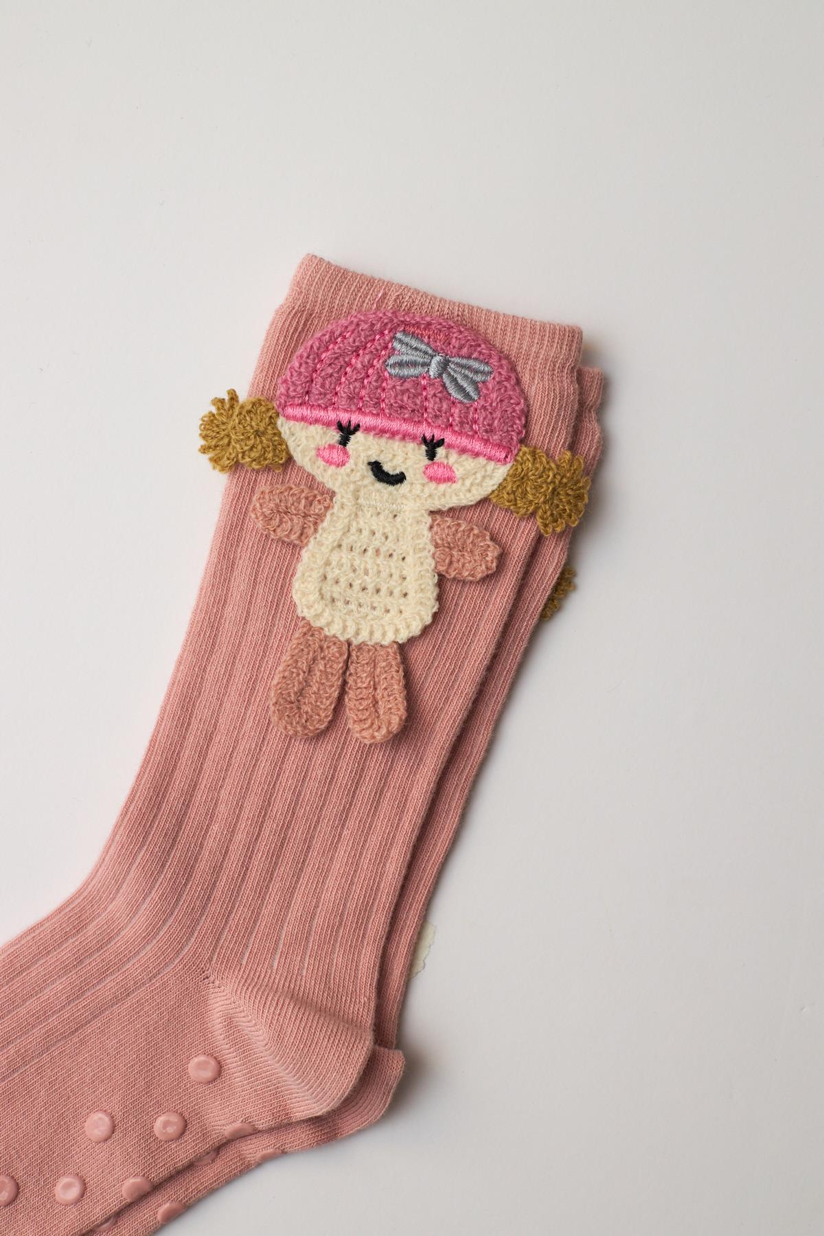 Girl Figured Knee-High Socks Pink