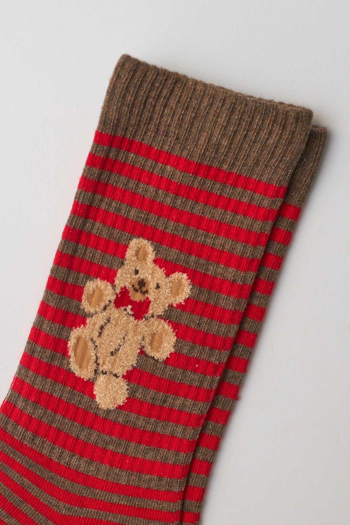 Erkek Teddy Desenli Soket Çorap Kırmızı