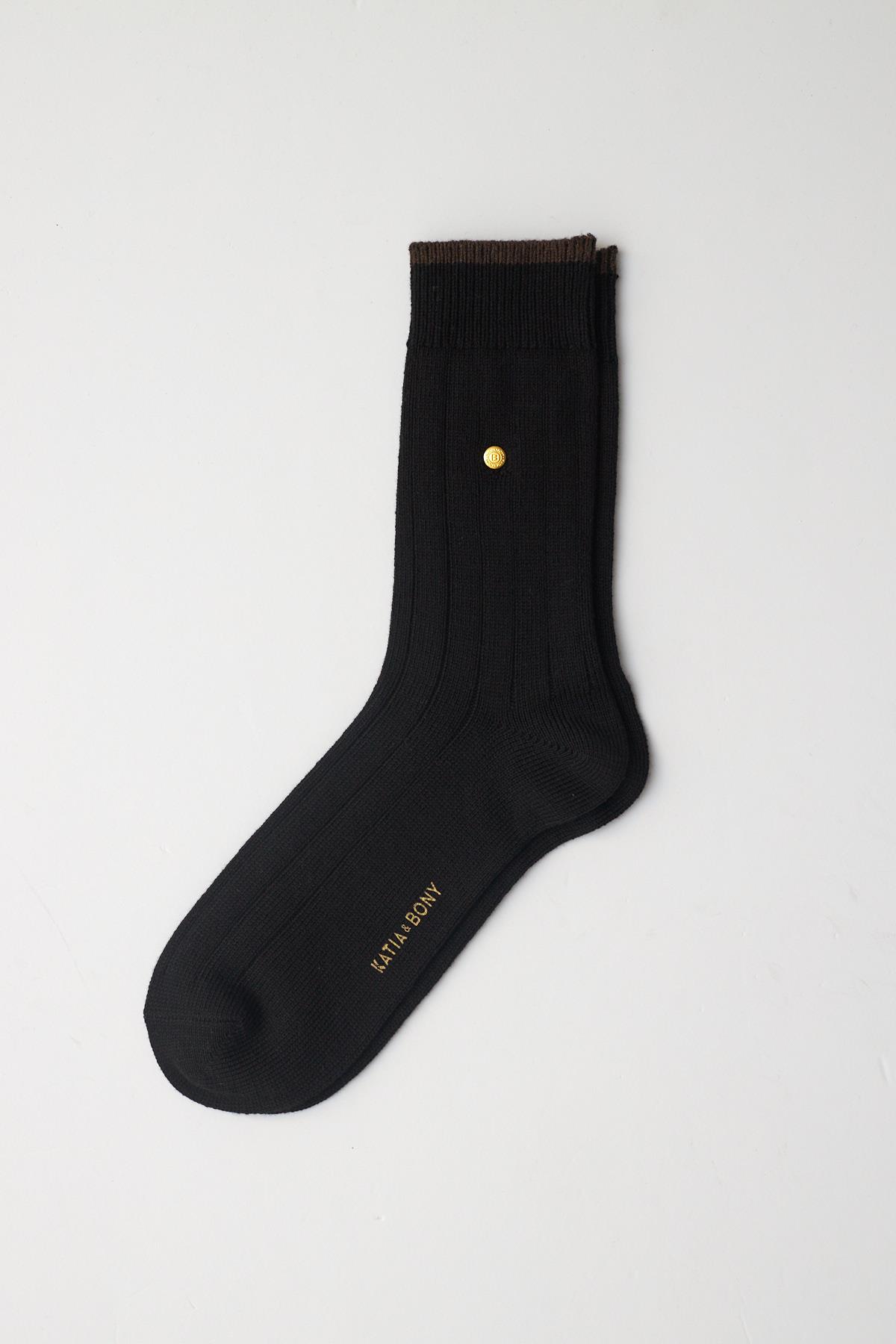 Erkek Zımbalı Ekose Soket Çorap Siyah-Kahverengi