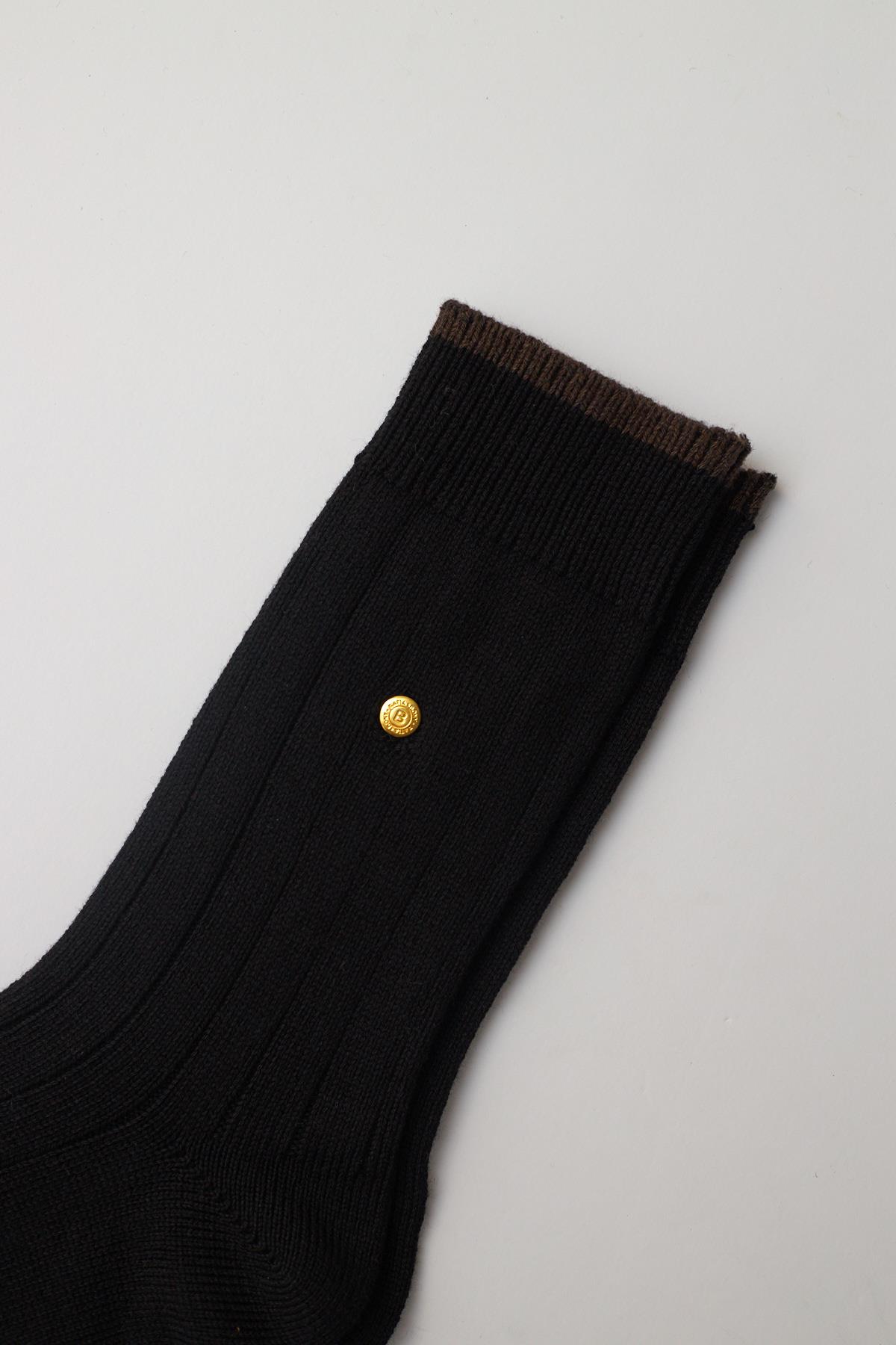 Erkek Zımbalı Ekose Soket Çorap Siyah-Kahverengi