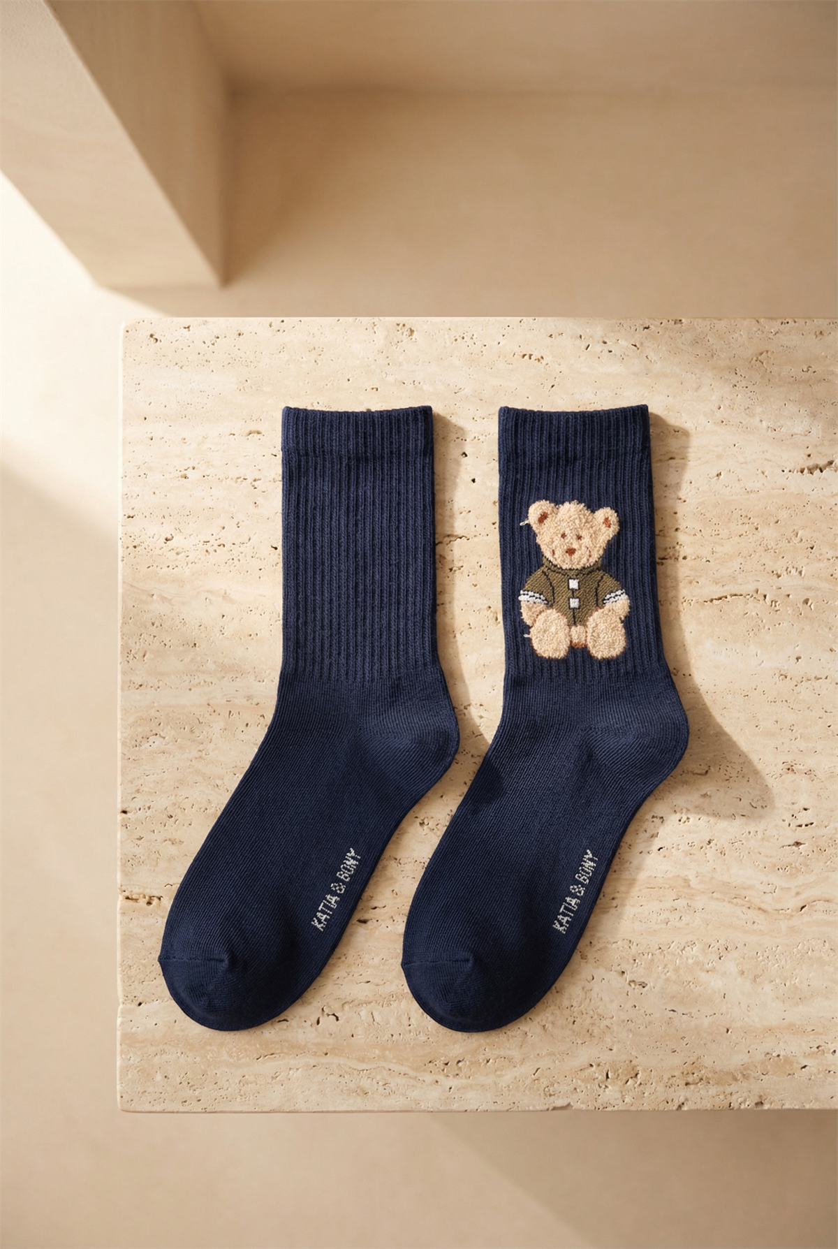	Unisex Teddy Desenli Soket Çorap Lacivert