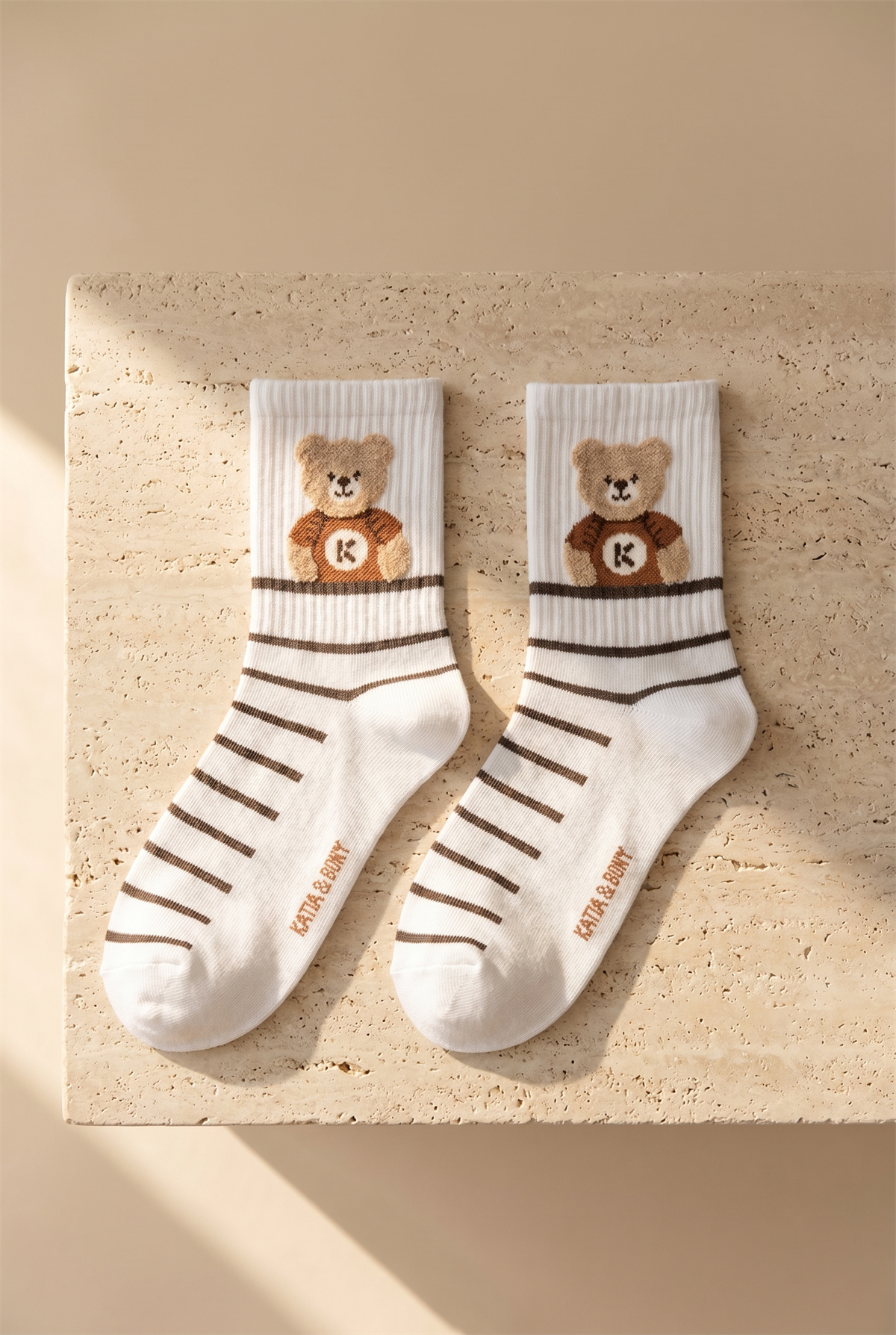 Kadın Teddy Bear Desenli 2li Soket Çorap 