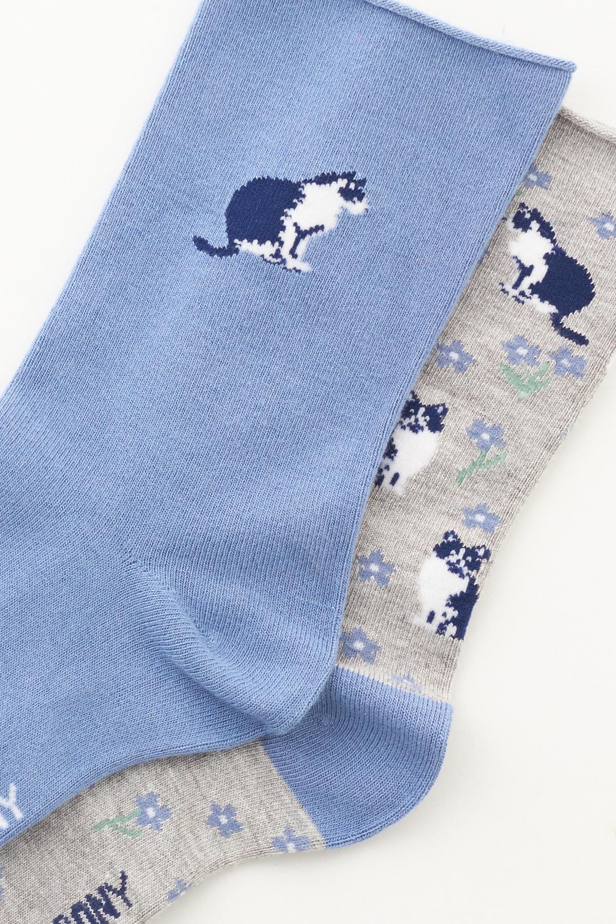 Womens Cat Patterned 2-Pack Viscose Sock Socks