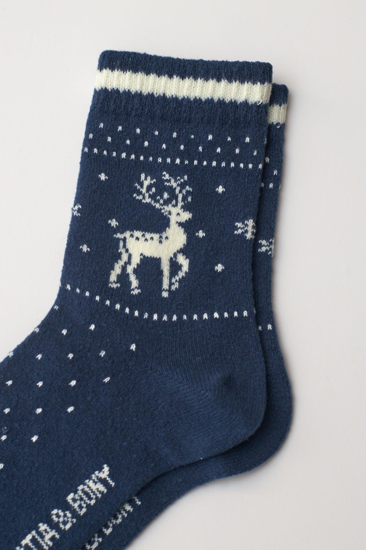 Womens New Year Patterned Ankle Socks Navy Blue