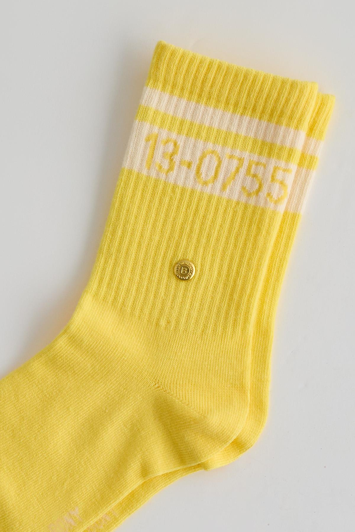 Womens Striped Socket Socks Yellow