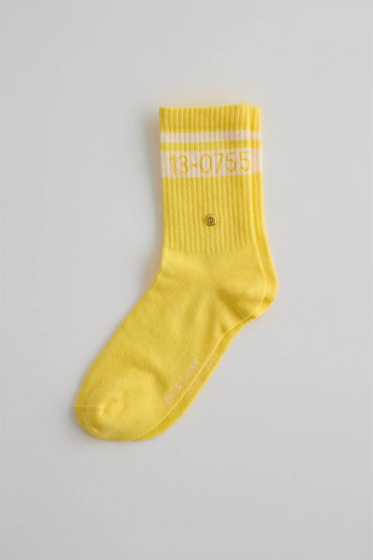 Womens Striped Socket Socks Yellow