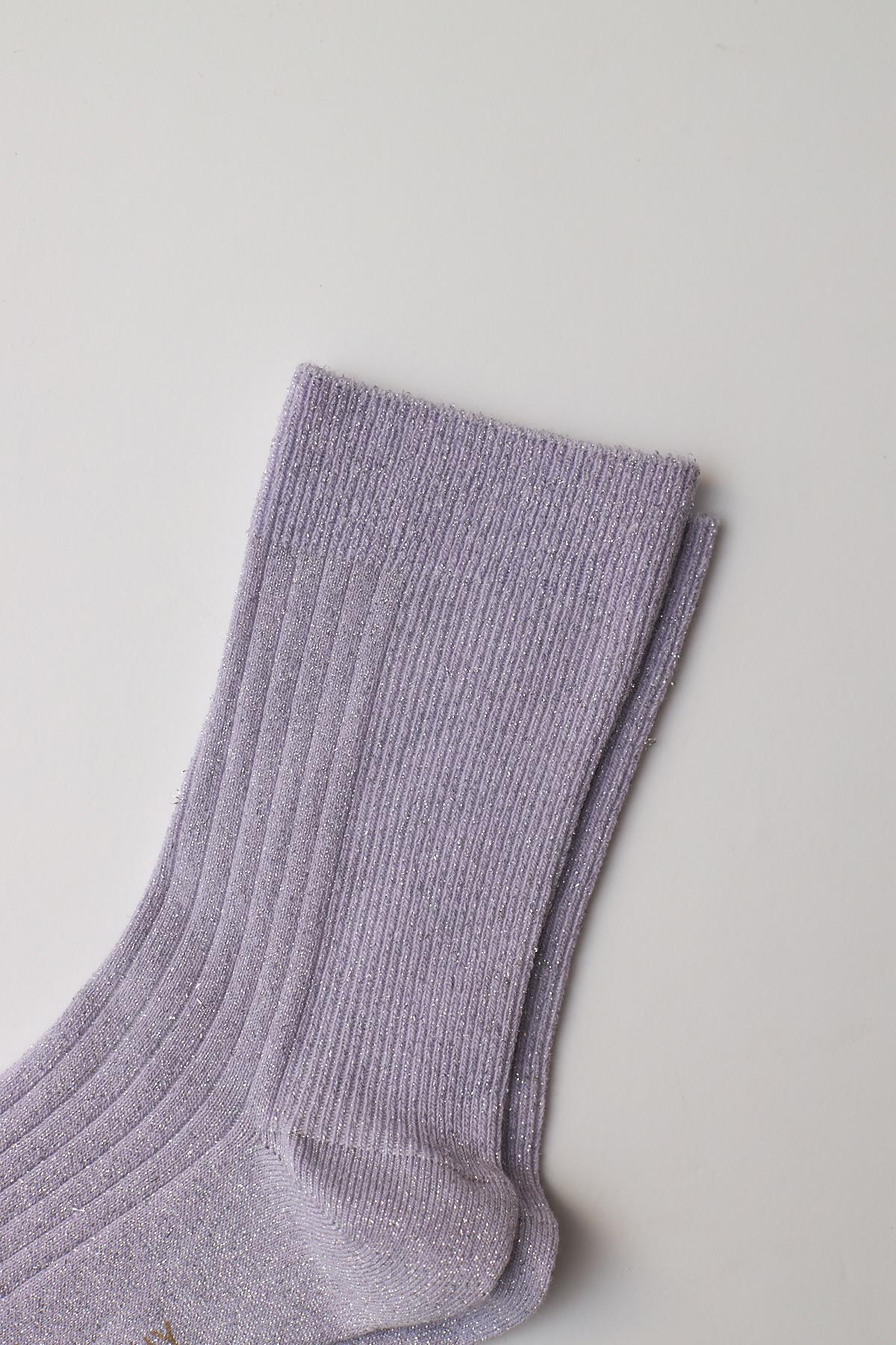Womens Glitter Ankle Socks Lilac