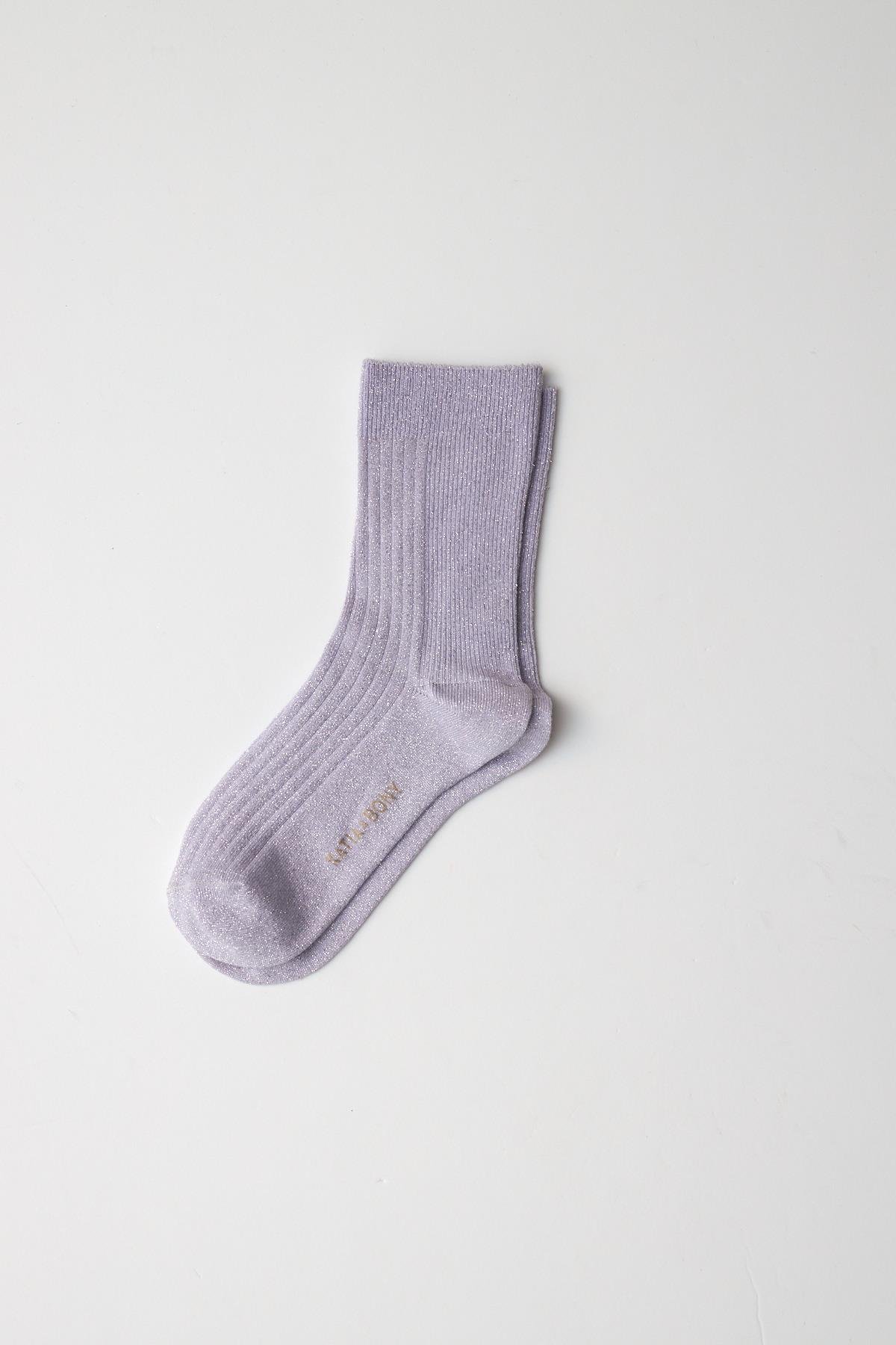 Womens Glitter Ankle Socks Lilac