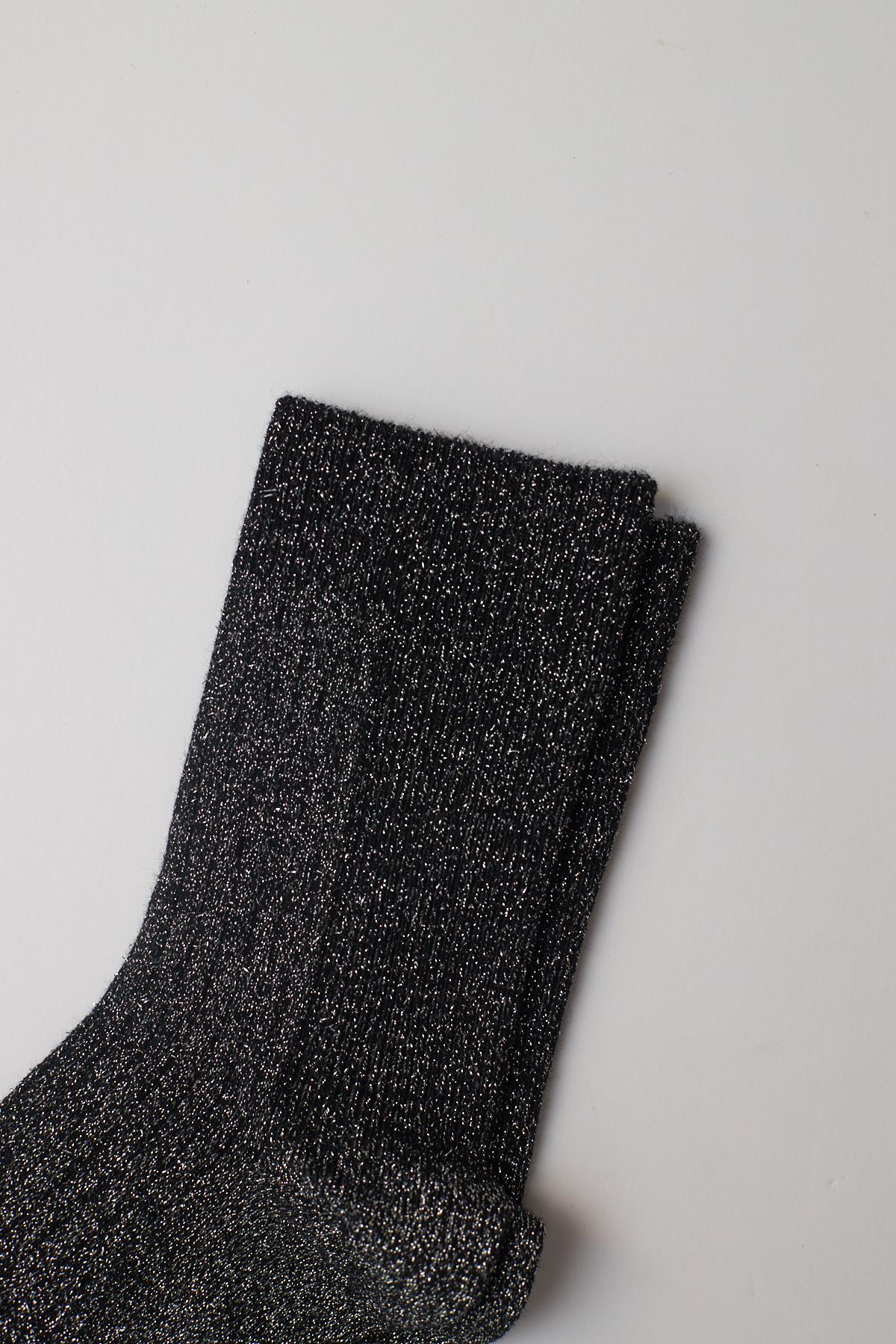 Womens Glitter Ankle Socks Black