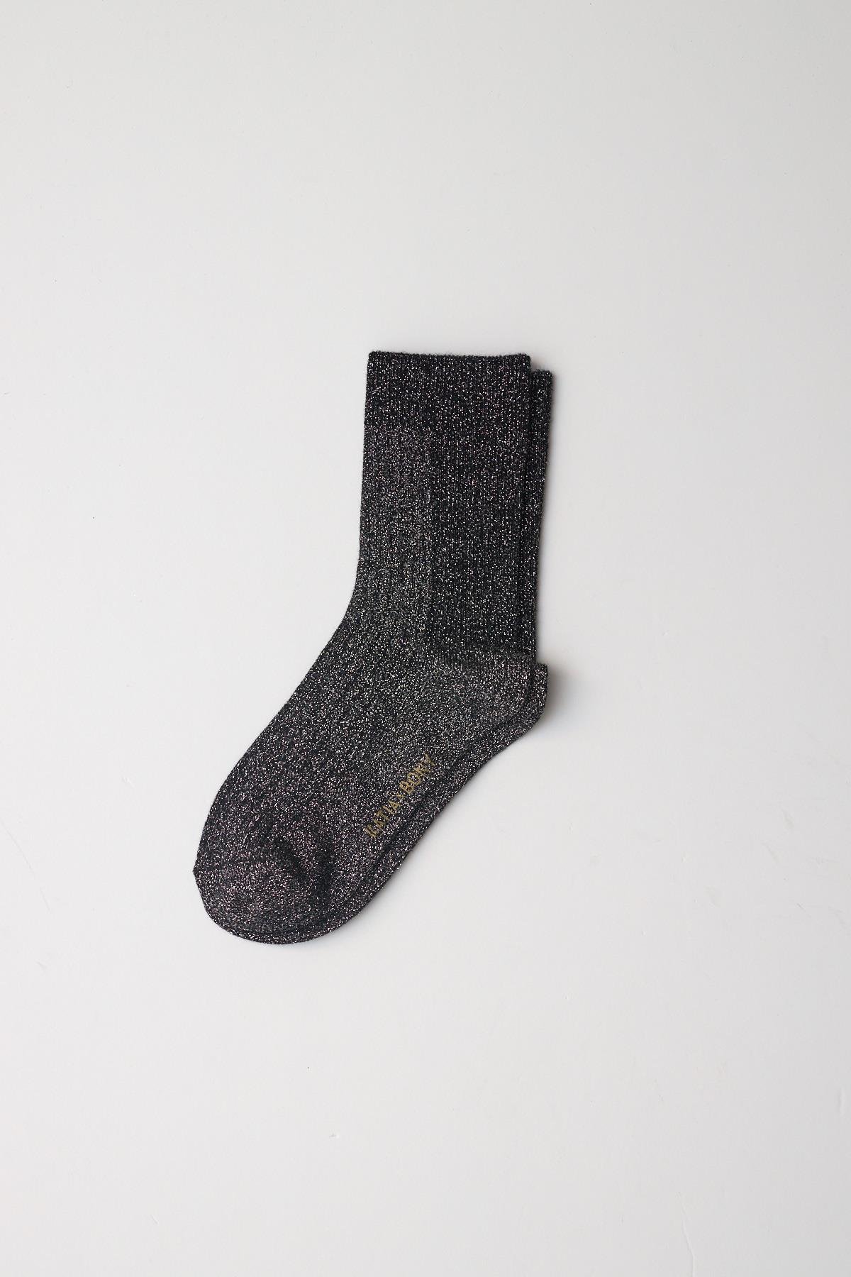 Womens Glitter Ankle Socks Black