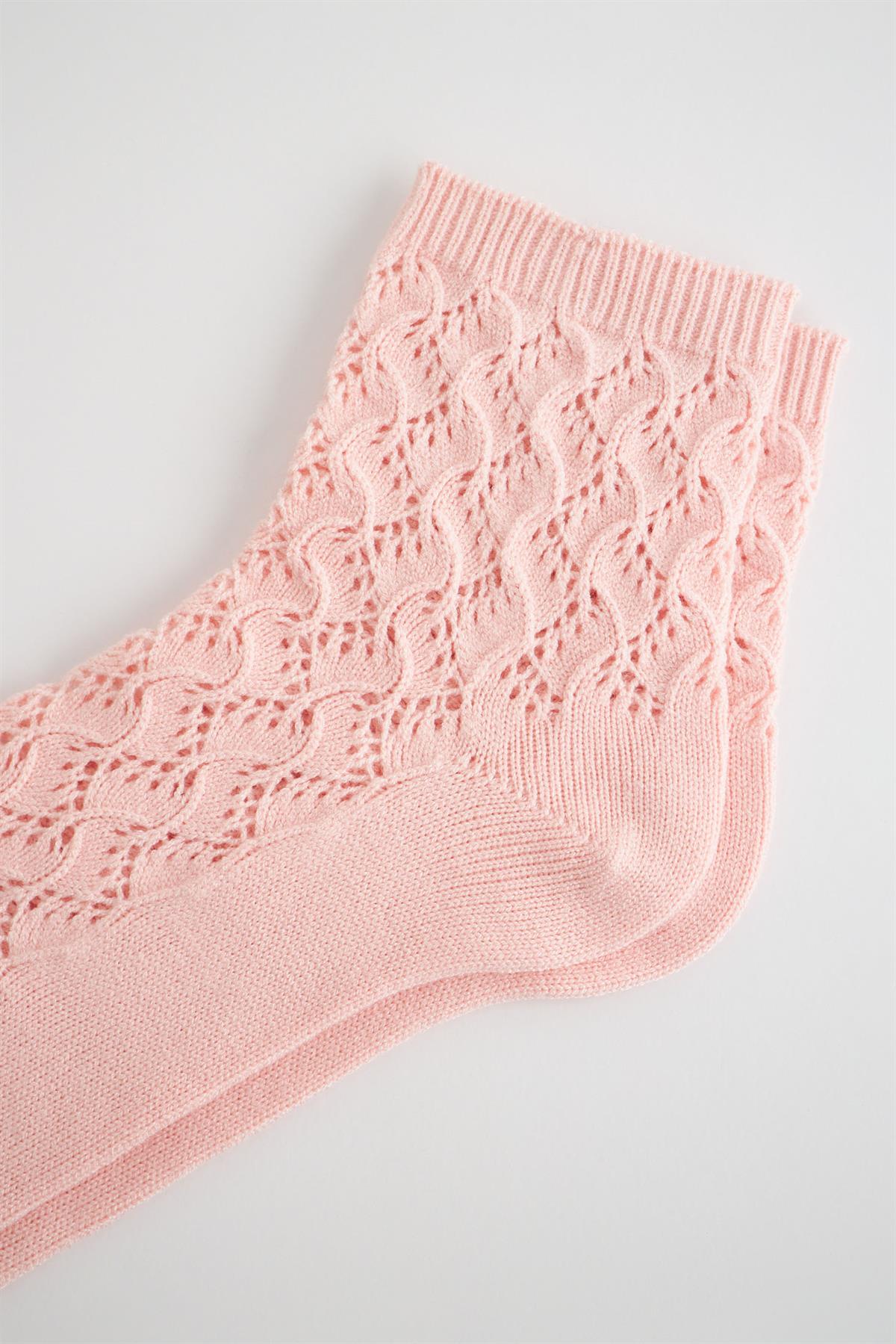 22401W4001 PREMIUM DESENLİ TRİKO KADIN SOKET ÇORAP Açık Pembe