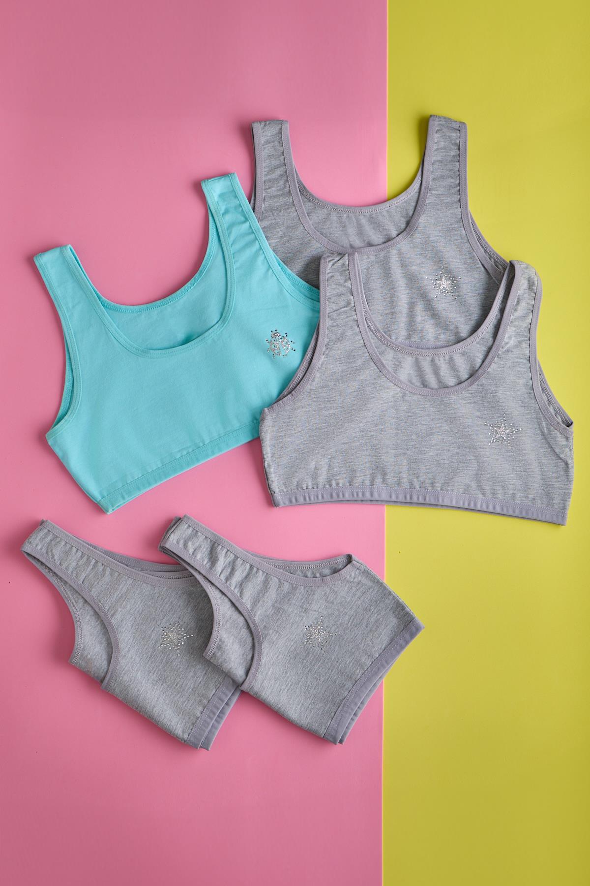 Girls 5-Pack Thick Strapped Sports Bra Multi-Color