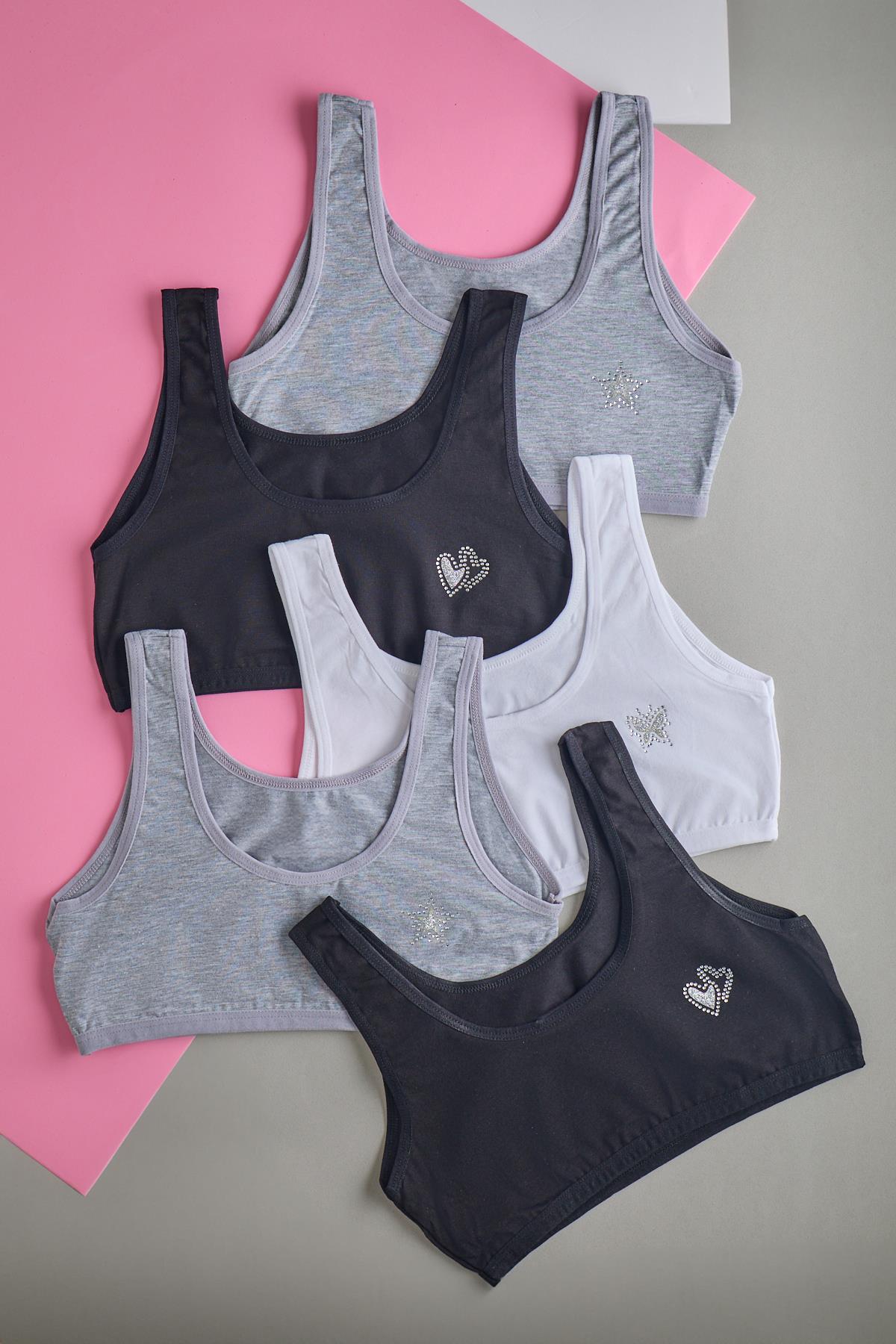 Girls 5-Pack Thick Strapped Sports Bra Black/White