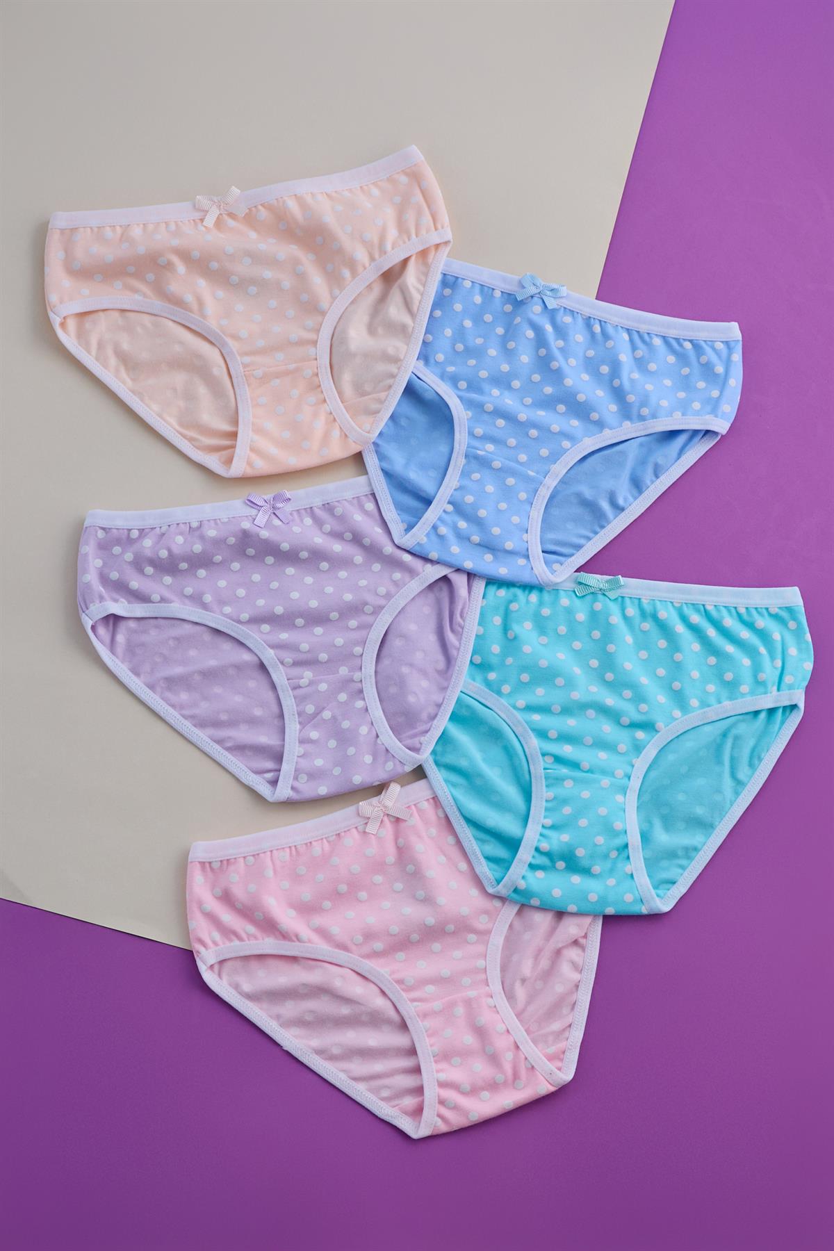 22403G4015 5PCK PUANTİYE DETAYLI KIZ ÇOCUK SLIP ÇOK RENKLİ