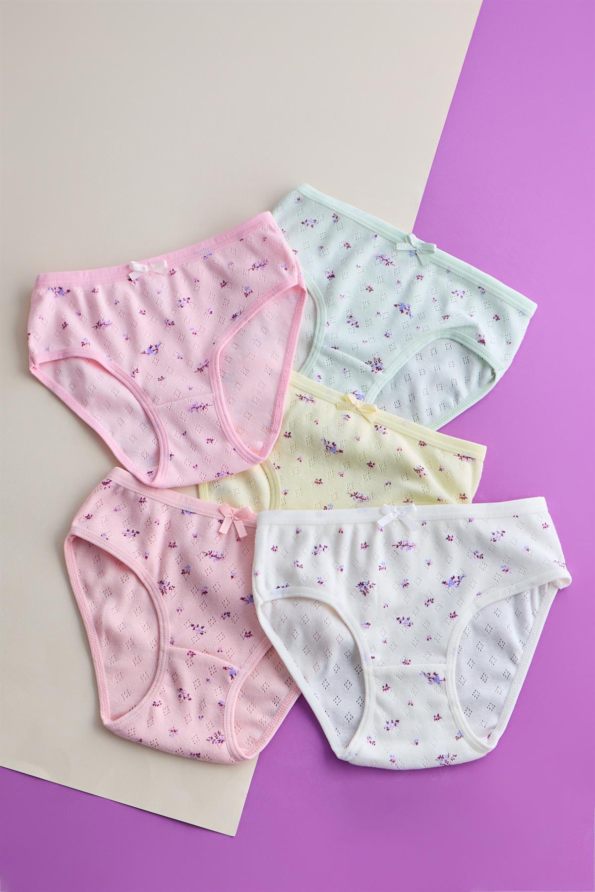 22403G4016 5PCK ÇİÇEK DESENLİ KIZ ÇOCUK SLIP ÇOK RENKLİ