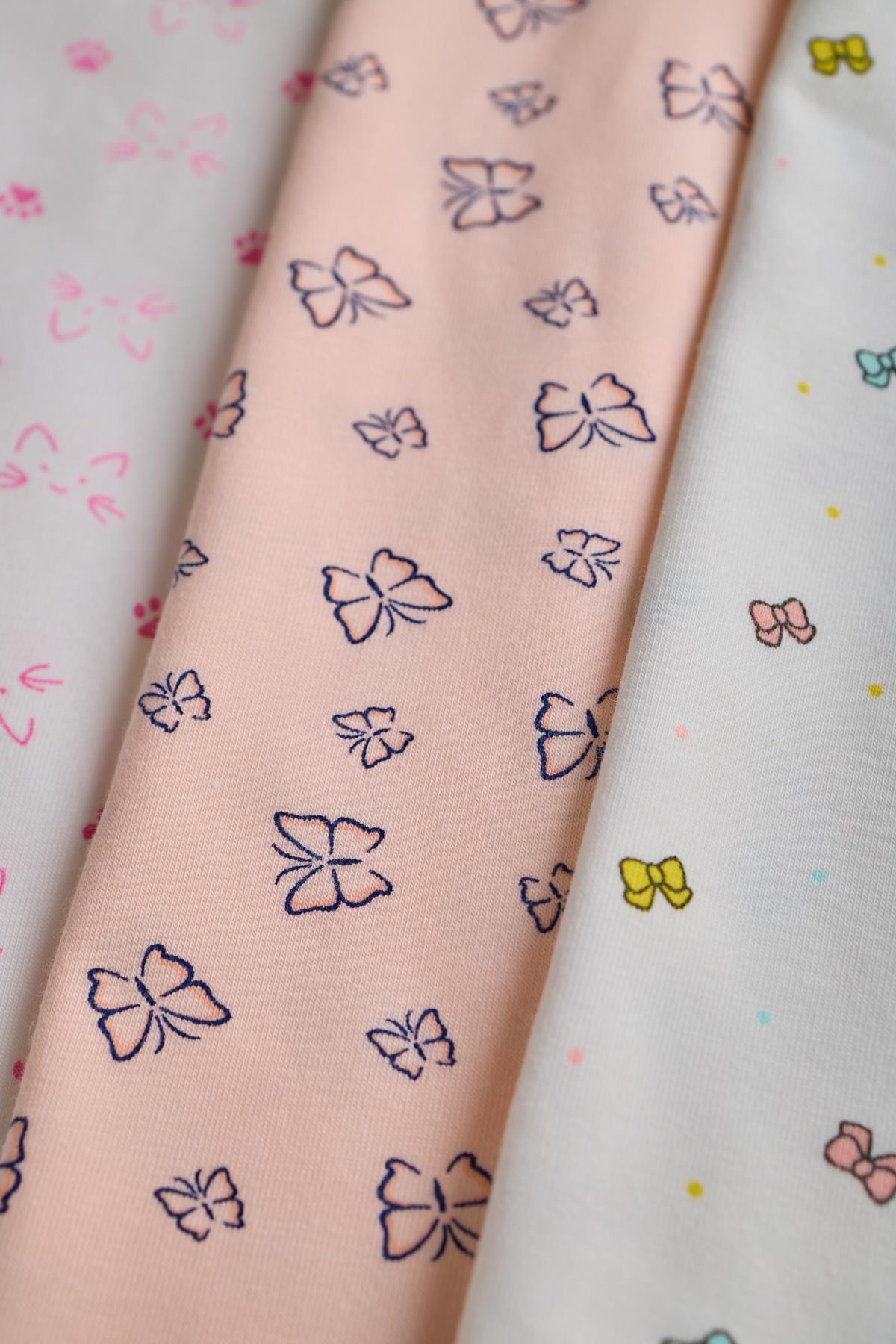 Kız Çocuk 5 li Paket  Kelebek Desenli Kalın Askılı Atlet Çok Renkli