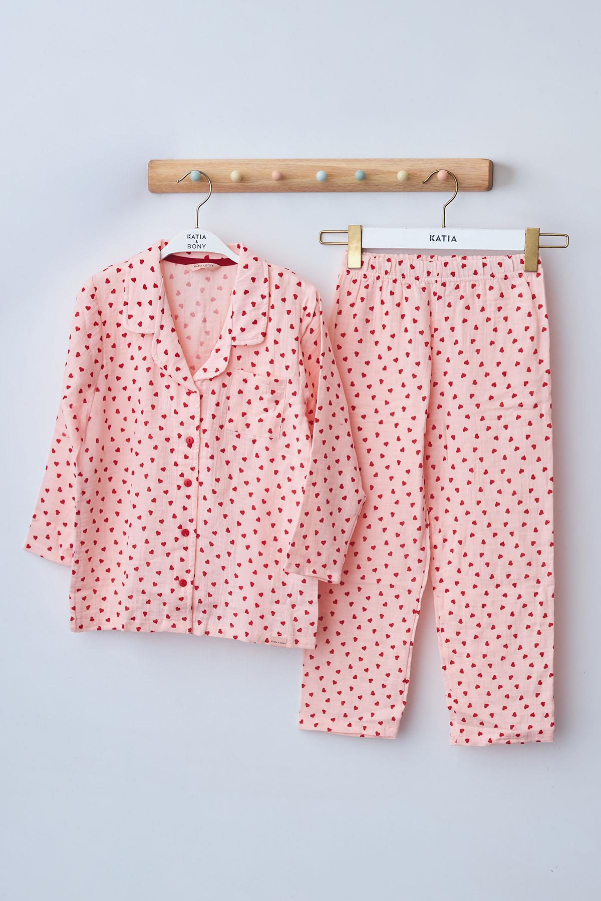 Kız Çocuk Valentine Pijama Takımı Pembe