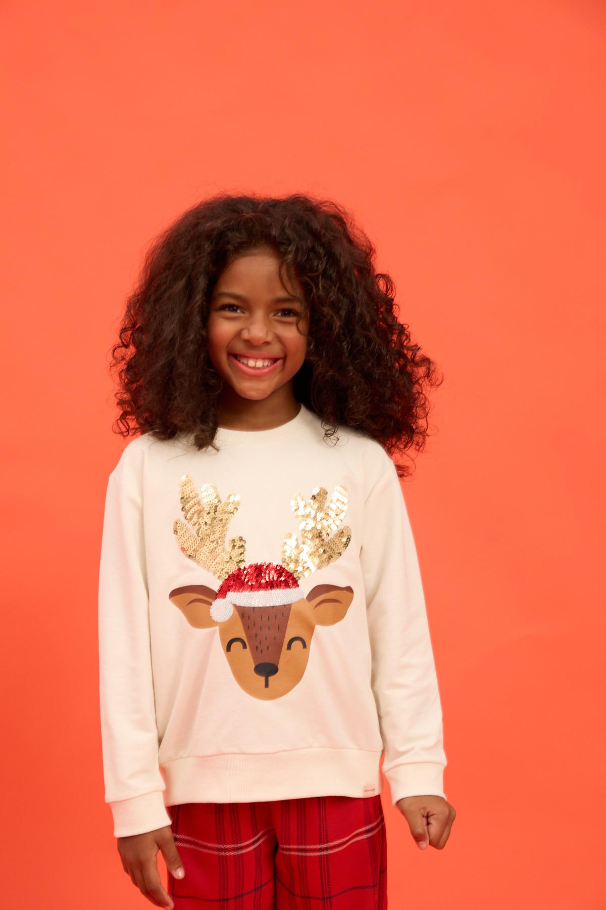 Kız Çocuk Yılbaşı Pijama Takımı Kırmızı