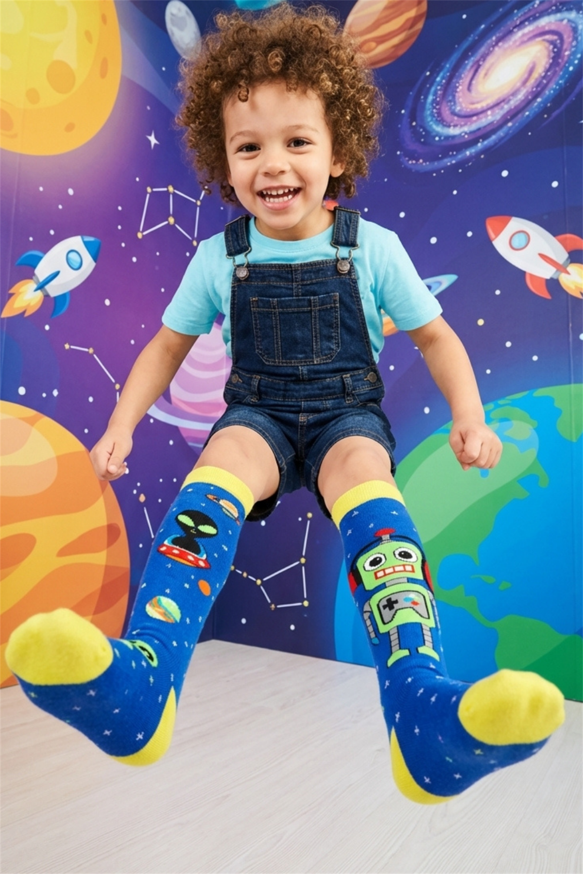 Uzay Desenli Çocuk Dizüstü Çorap