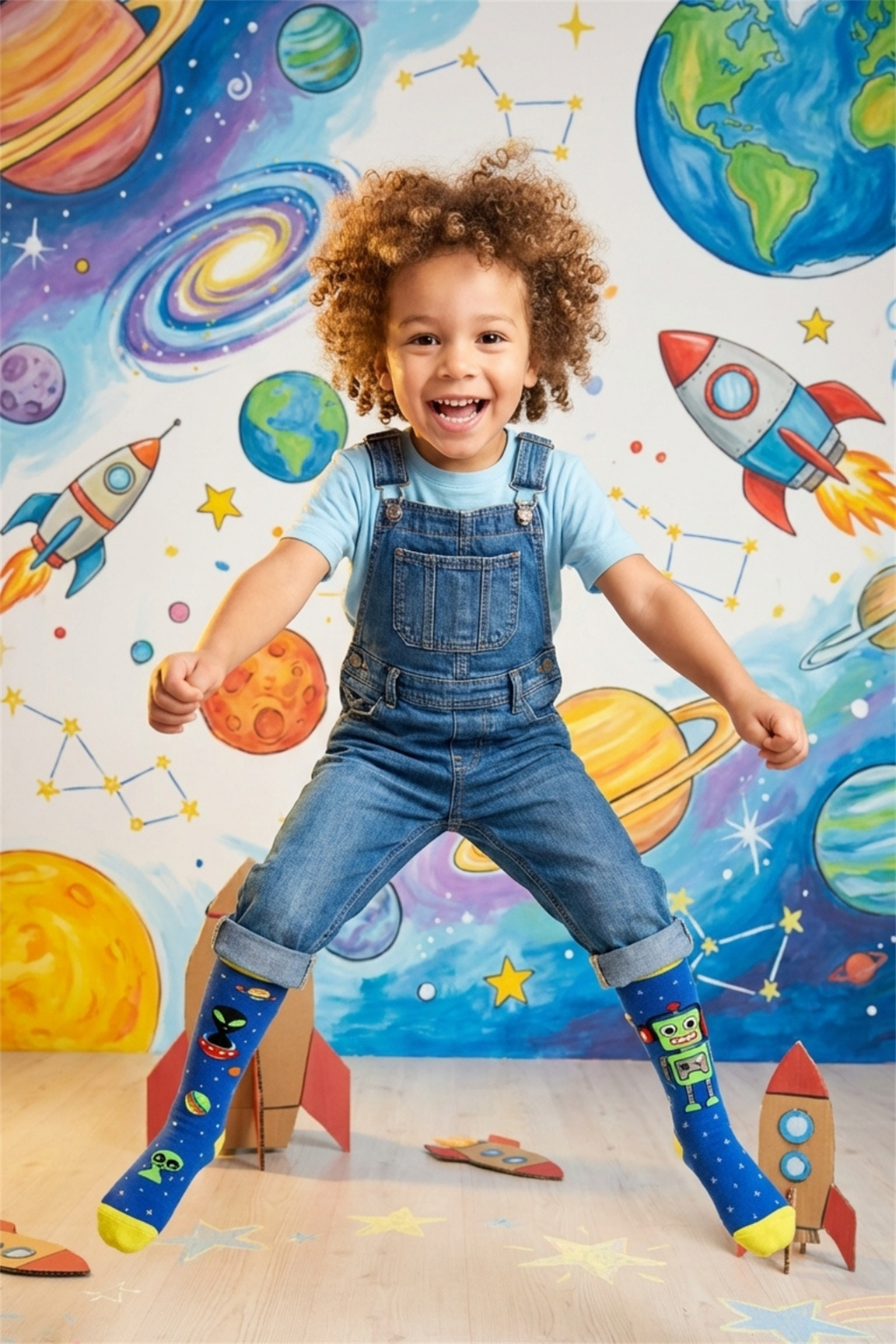 Uzay Desenli Çocuk Dizüstü Çorap