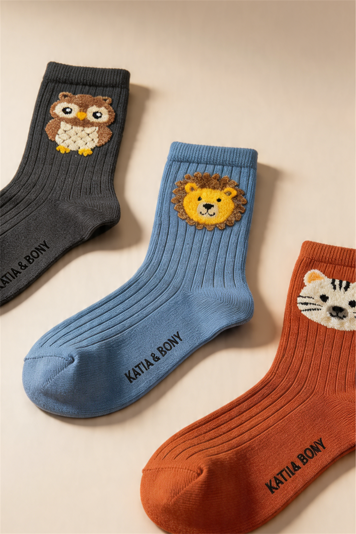 3lü Paket Hayvan Baskılı Çocuk Soket Çorap