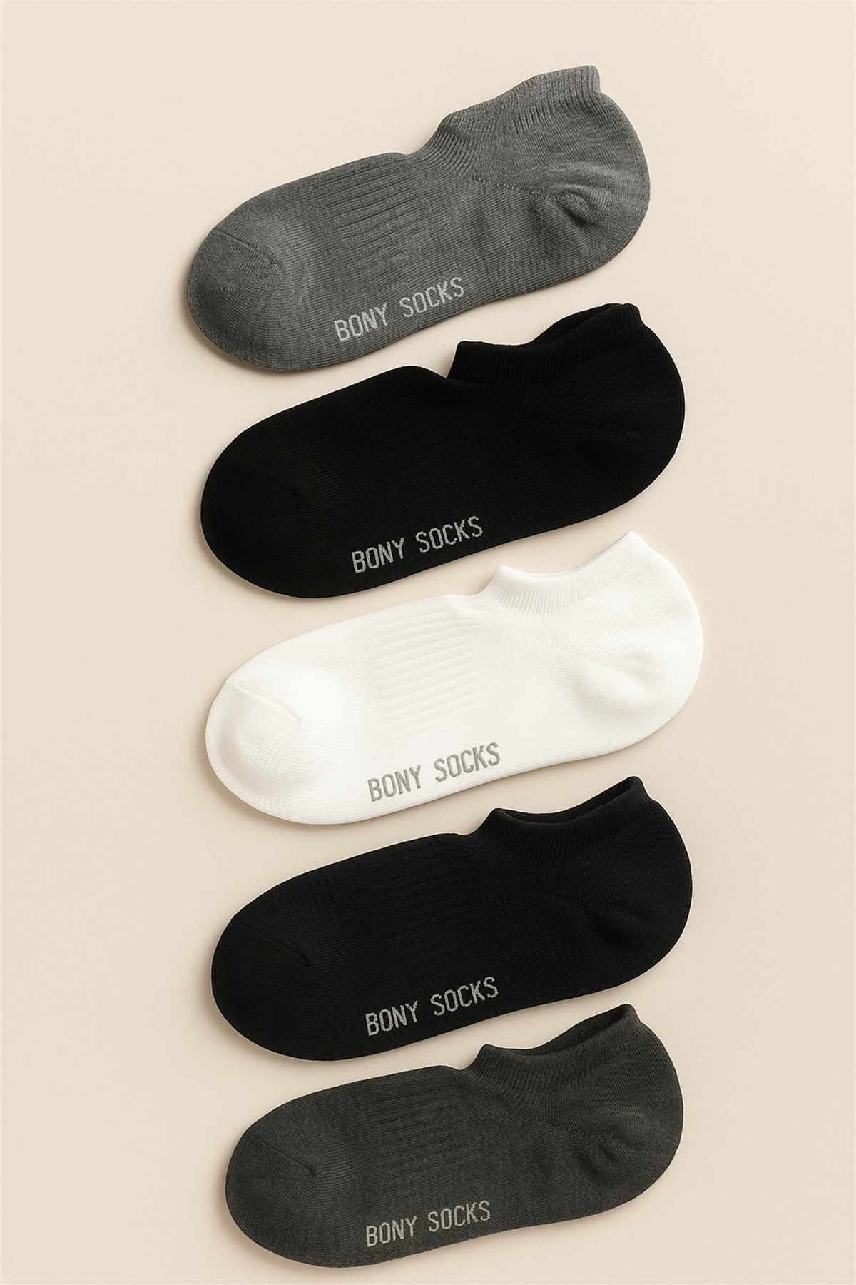 Unisex 5li Basic Step Çorap Siyah Mix