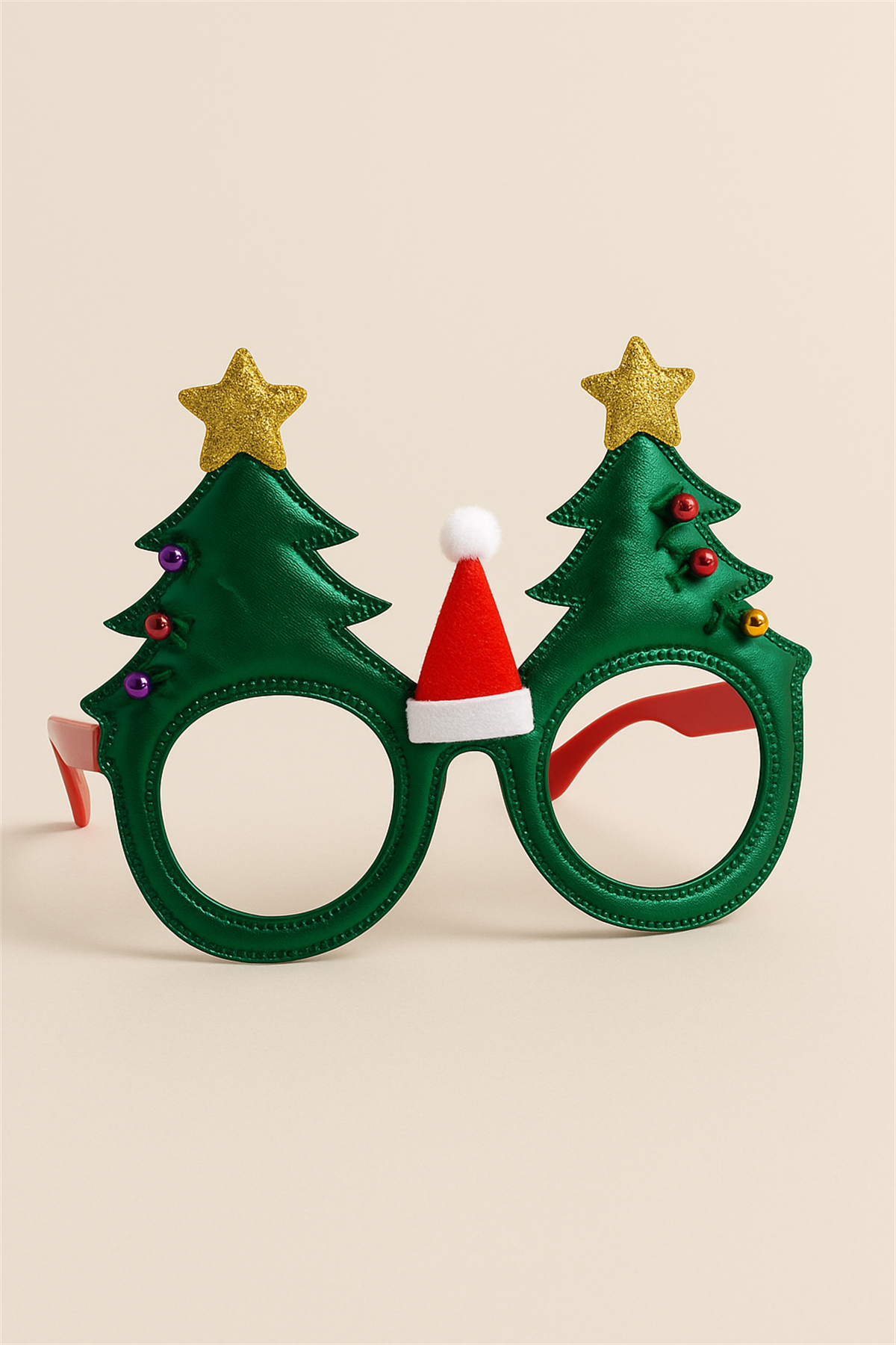 Çam Ağacı ve Noel Baba Şapkalı Aksesuarlı Yılbaşı Gözlüğü