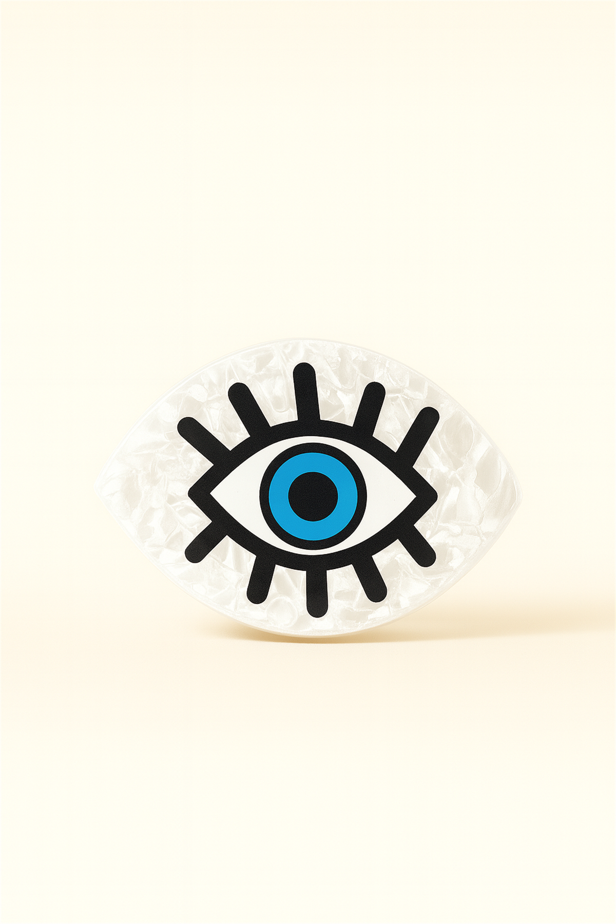 Nazar Boncuklu Kemik Mandal Toka Siyah-Beyaz