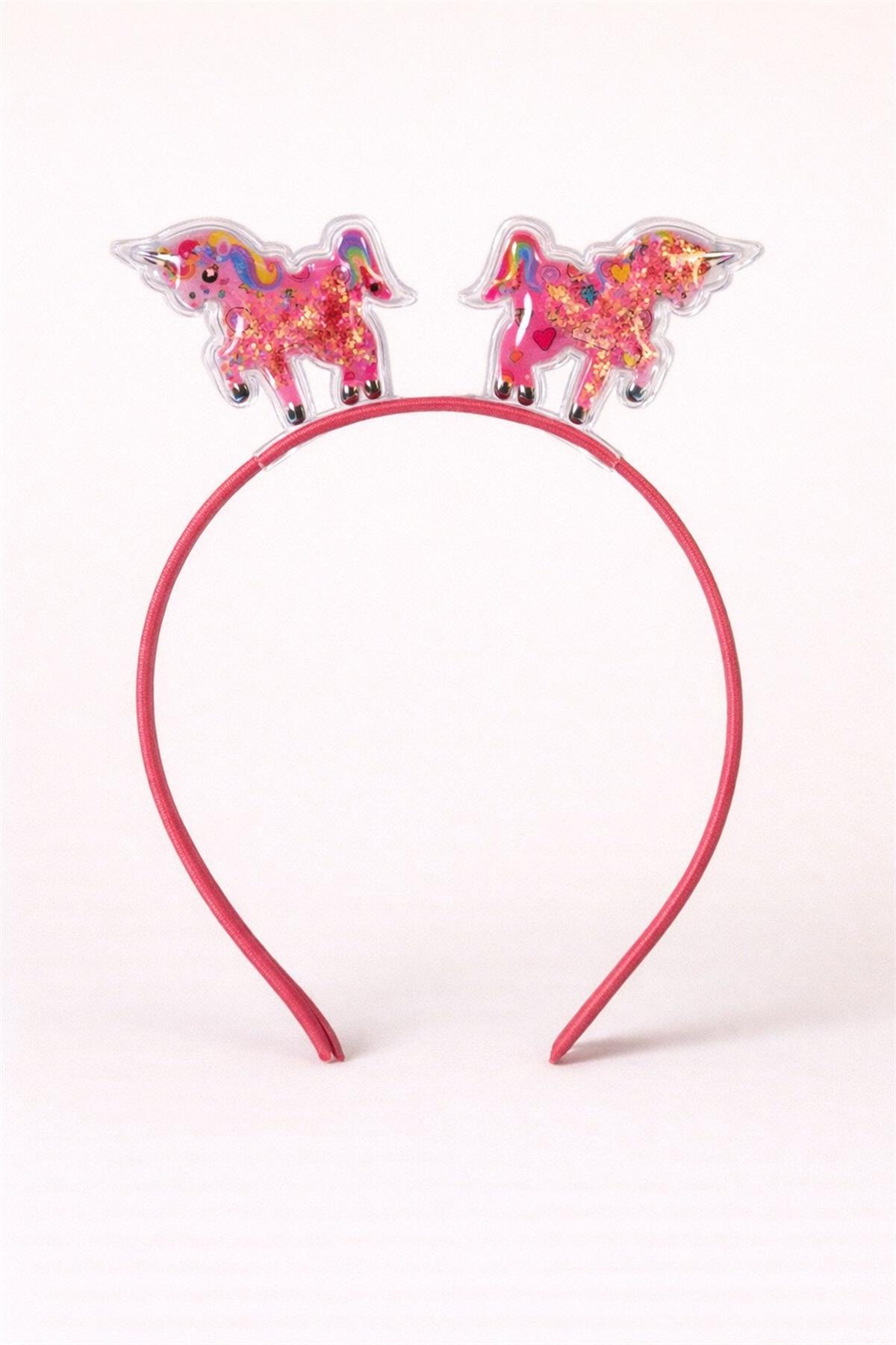 Kız Çocuk Unicorn Işıltılı Taç Koyu Pembe