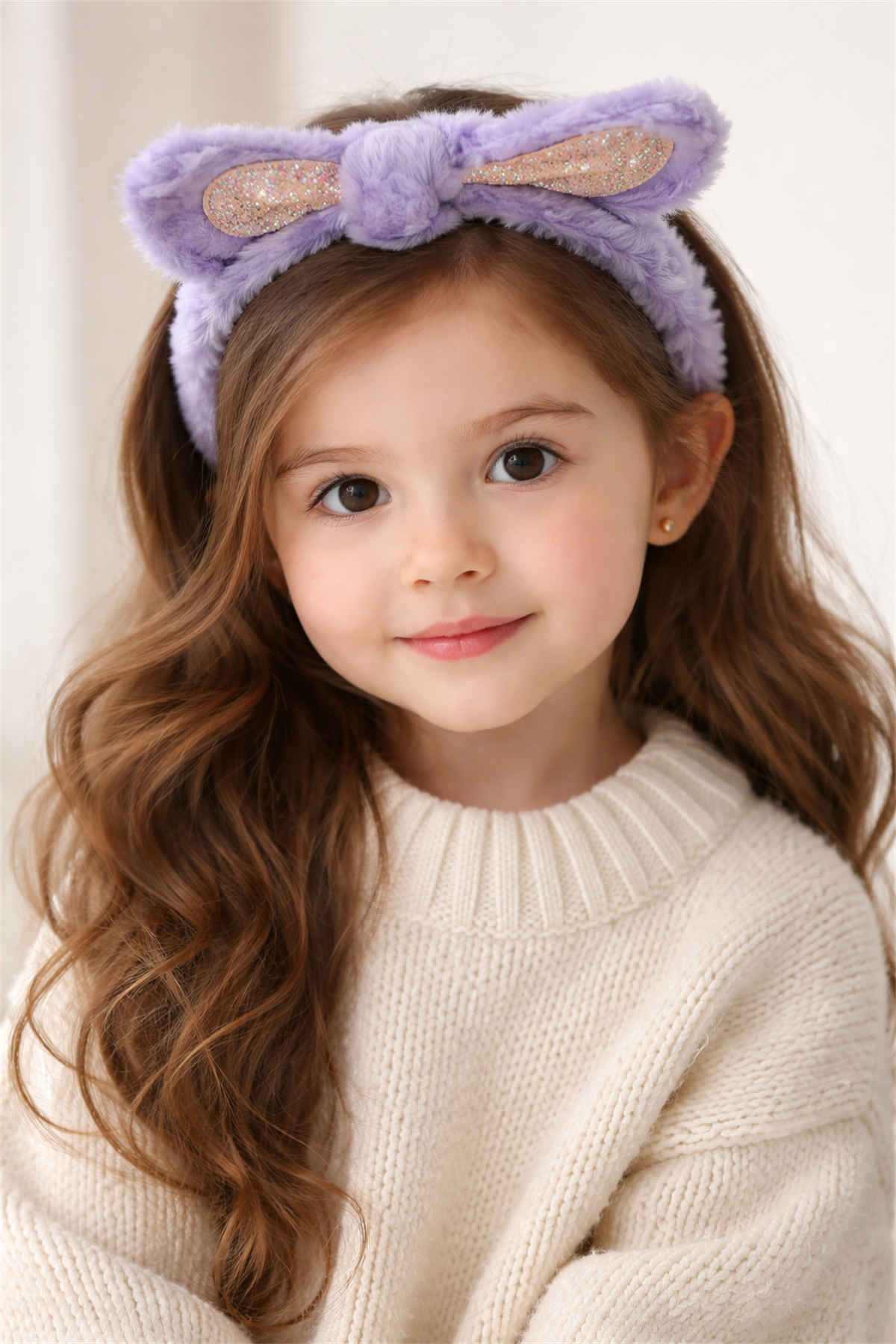 Girls Bow Hair Band Lilac
