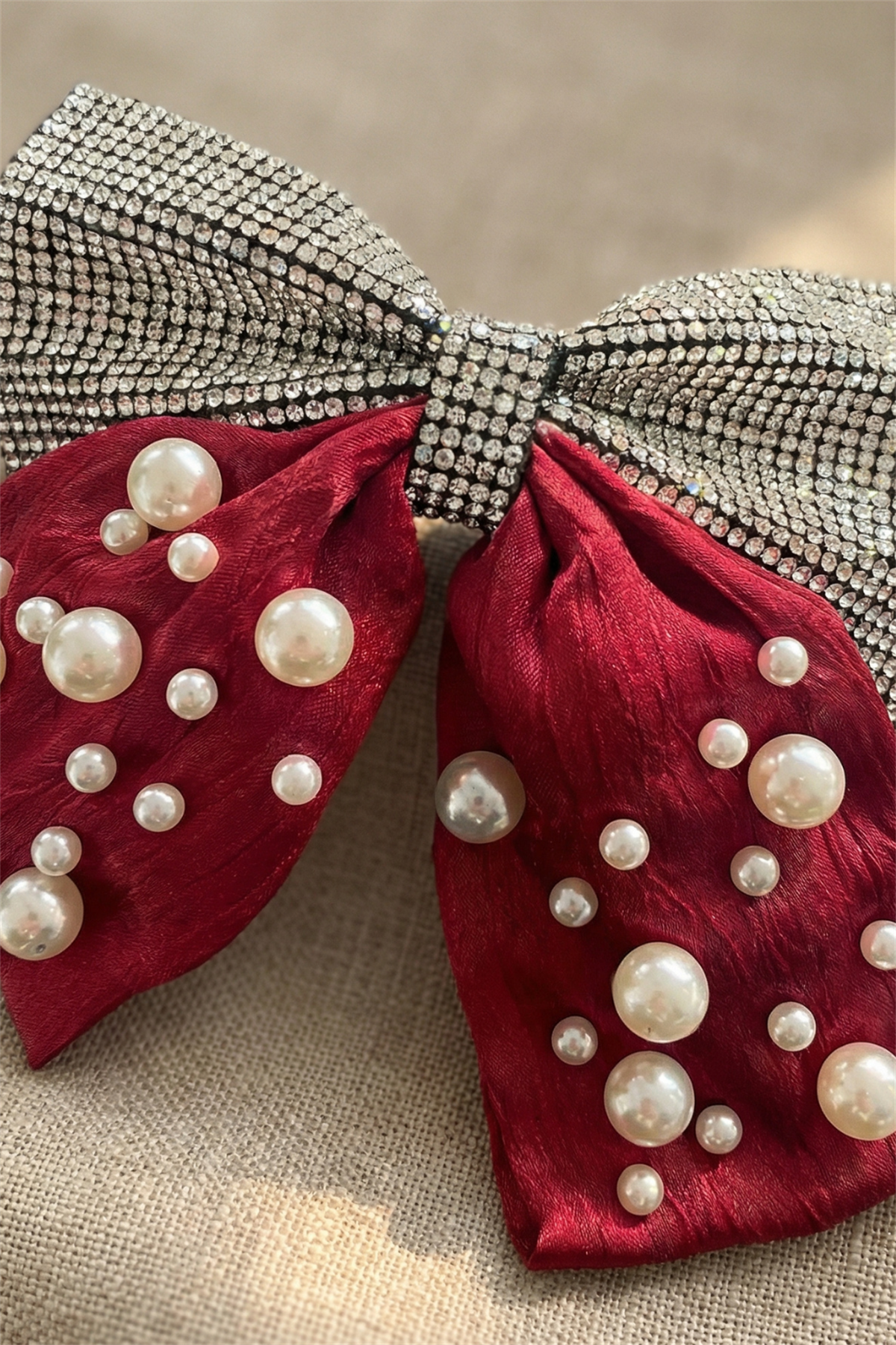 Pearl And Stone Vending Buckle Claret Red