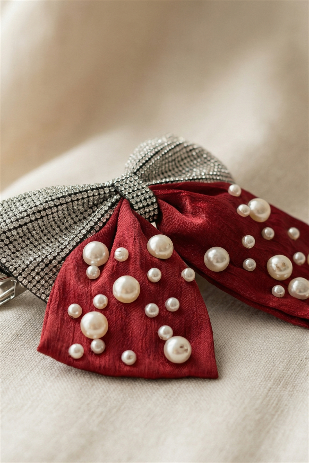 Pearl And Stone Vending Buckle Claret Red