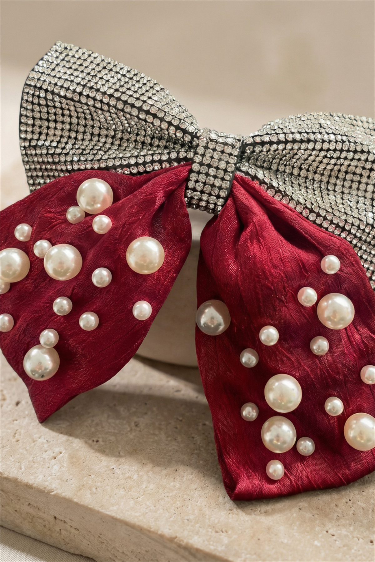 Pearl And Stone Vending Buckle Claret Red