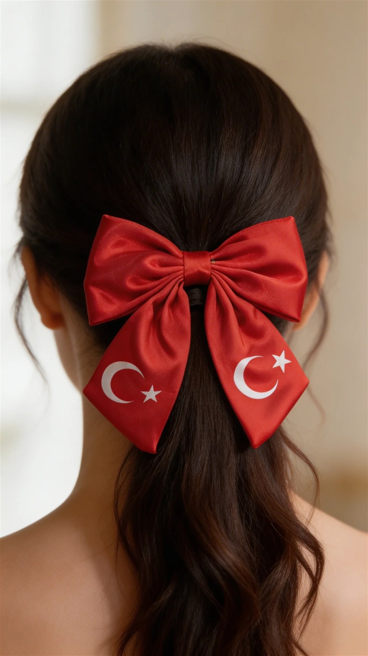 Kız Çocuk Ay Yıldızlı Otomat Toka Kırmızı